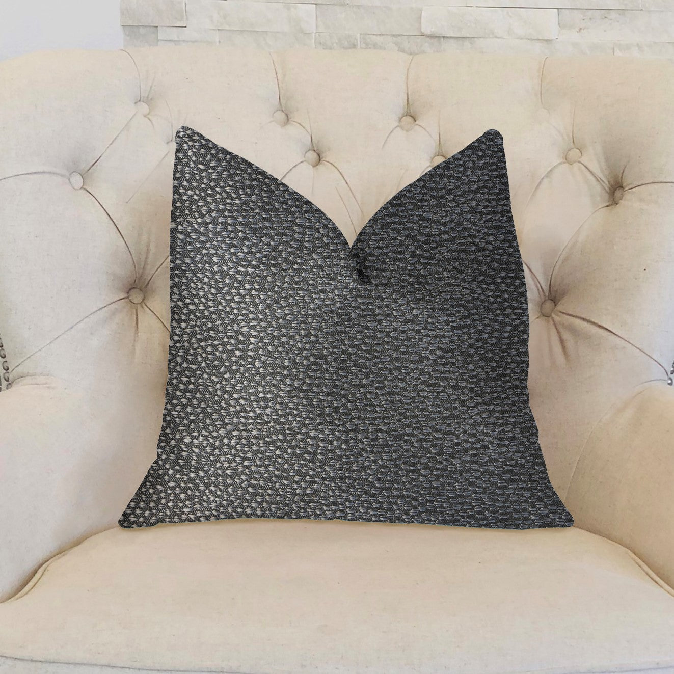 Eloquent Haze Silver Luxury Throw Pillow-1