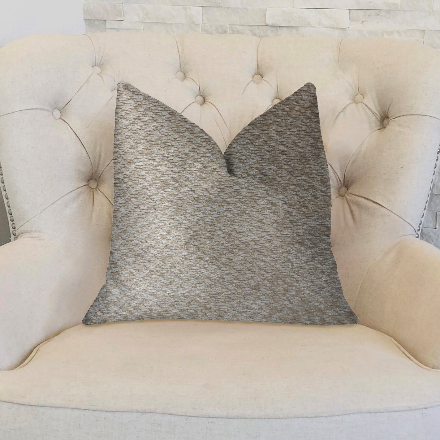 Crème Brulee Beige Luxury Throw Pillow-1