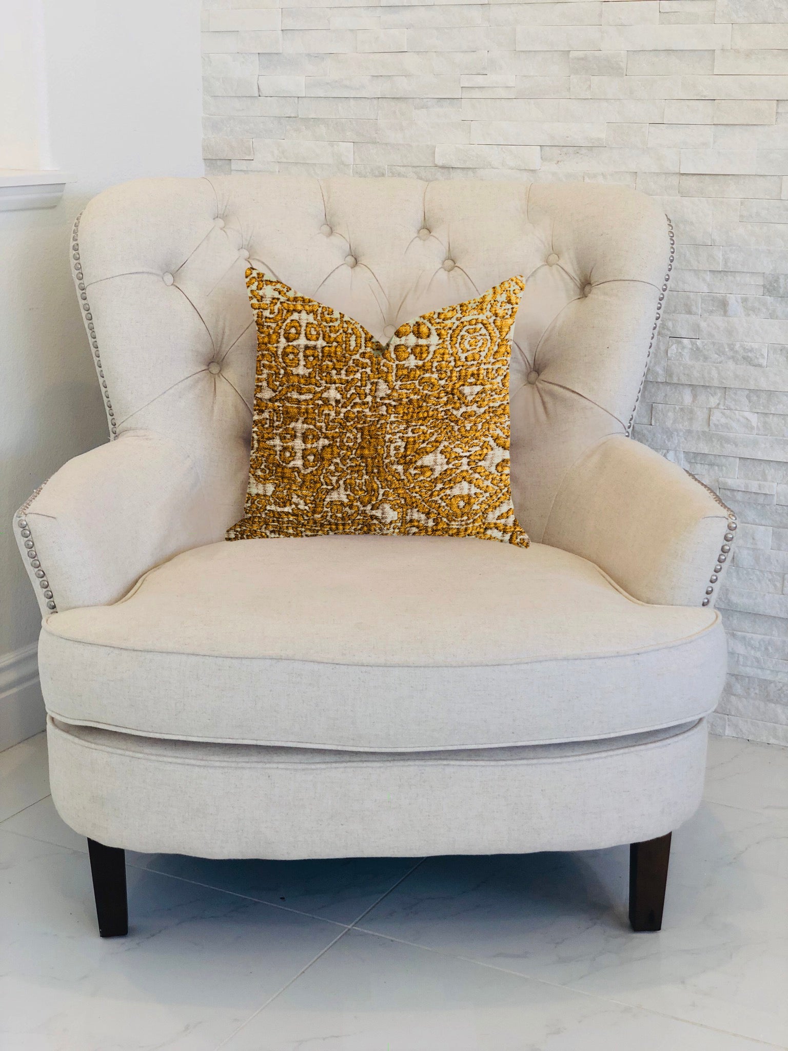 Golden Cosmo Textured Luxury Throw Pillow-1