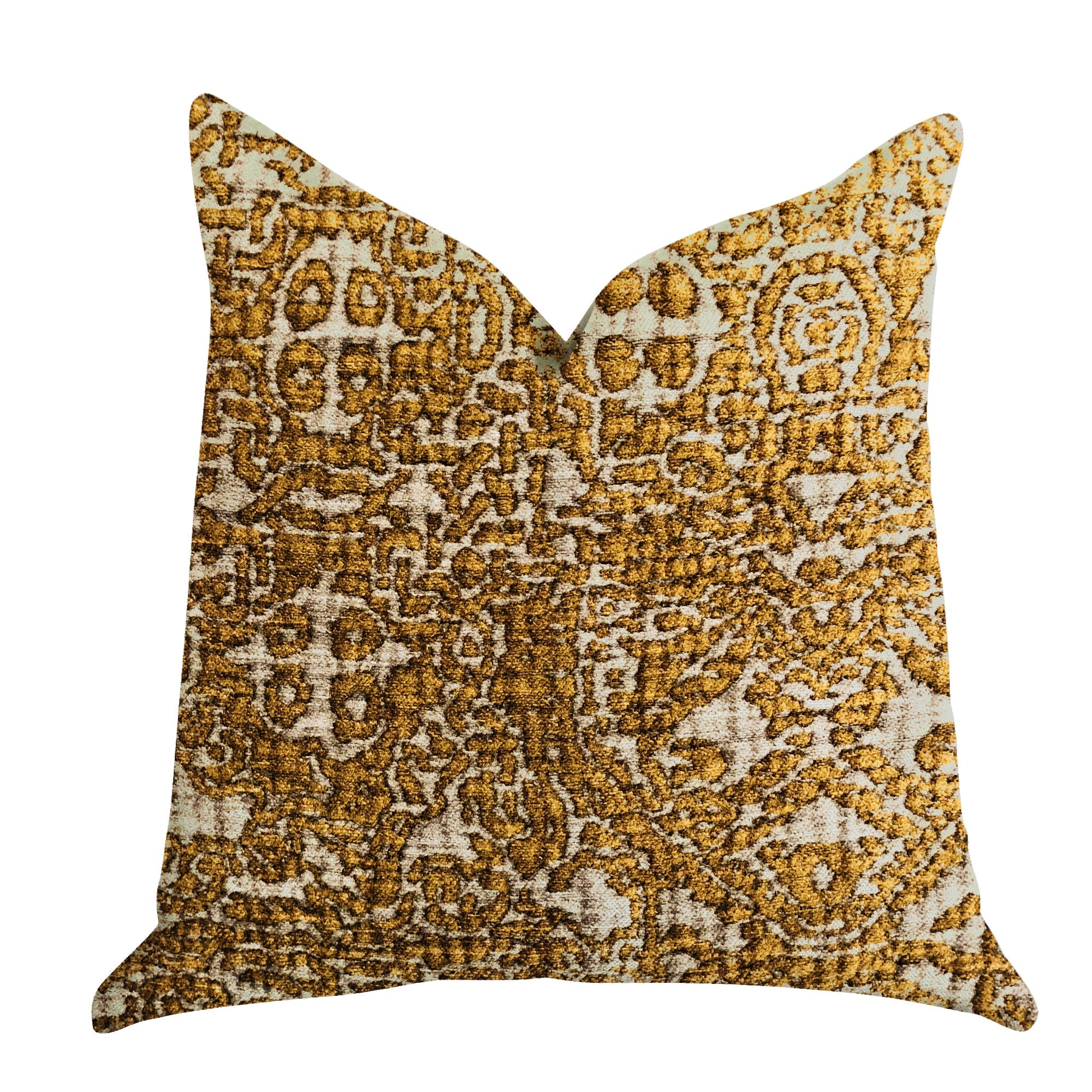 Golden Cosmo Textured Luxury Throw Pillow-0