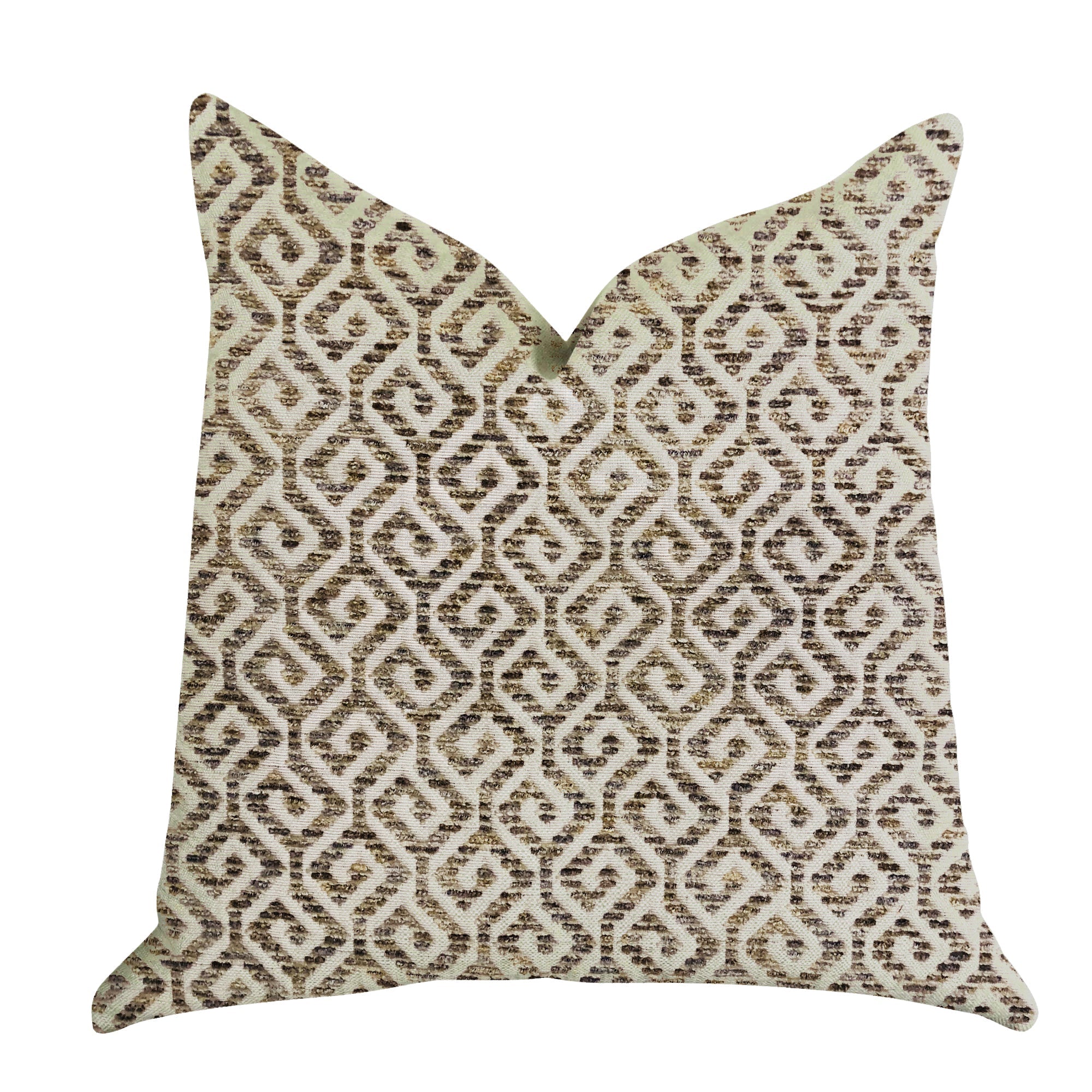 Omni Truffle Brown Shades Maze Luxury Throw Pillow-0