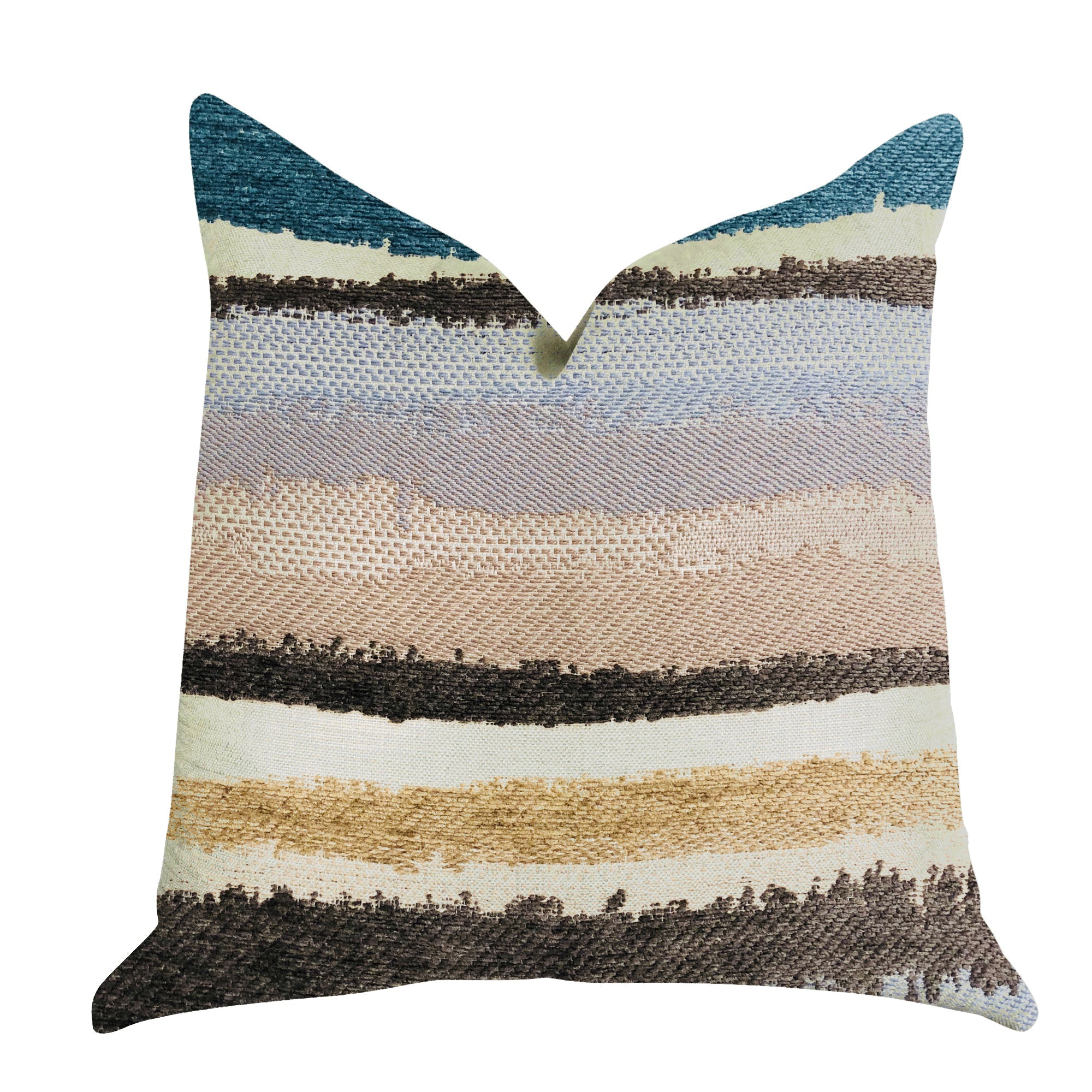 Blue Stone River Sand Multi Color Luxury Throw Pillow-0