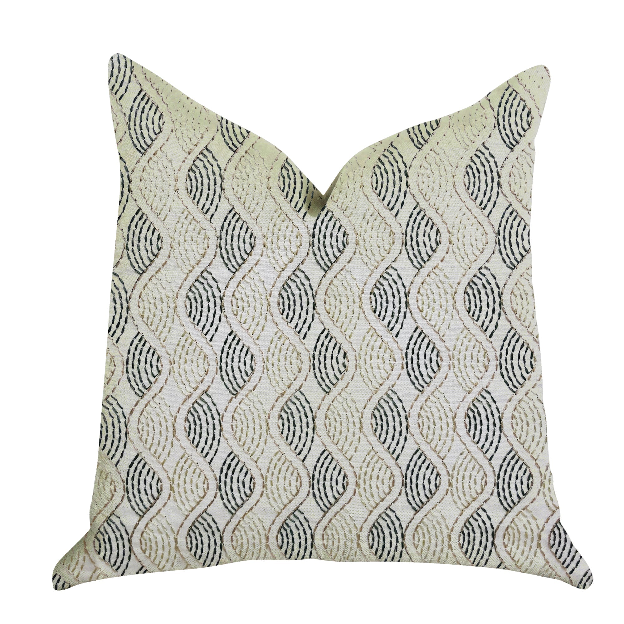 Enigma Twist Luxury Throw Pillow in Blue, Beige Colors-0