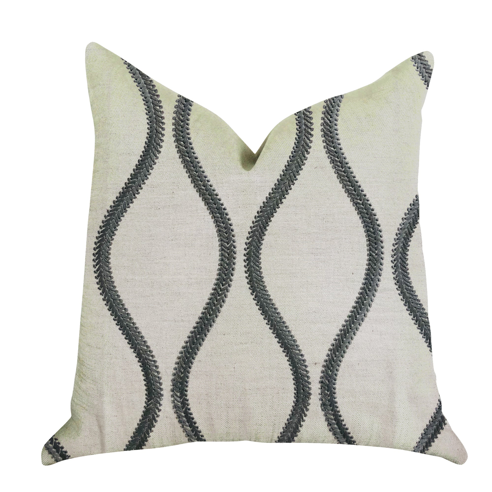 Bella Curve Green and Beige Luxury Throw Pillow-0