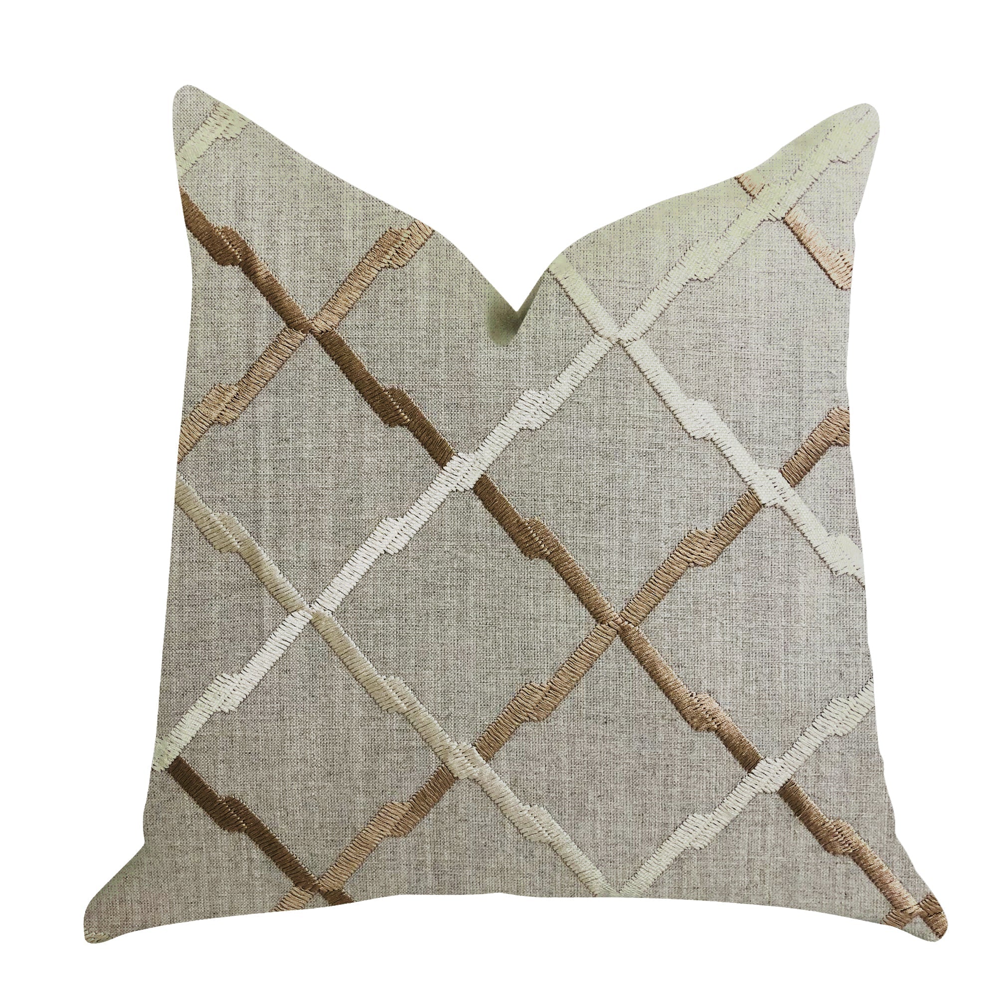 Urban Square Brown and Beige Luxury Throw Pillow-0