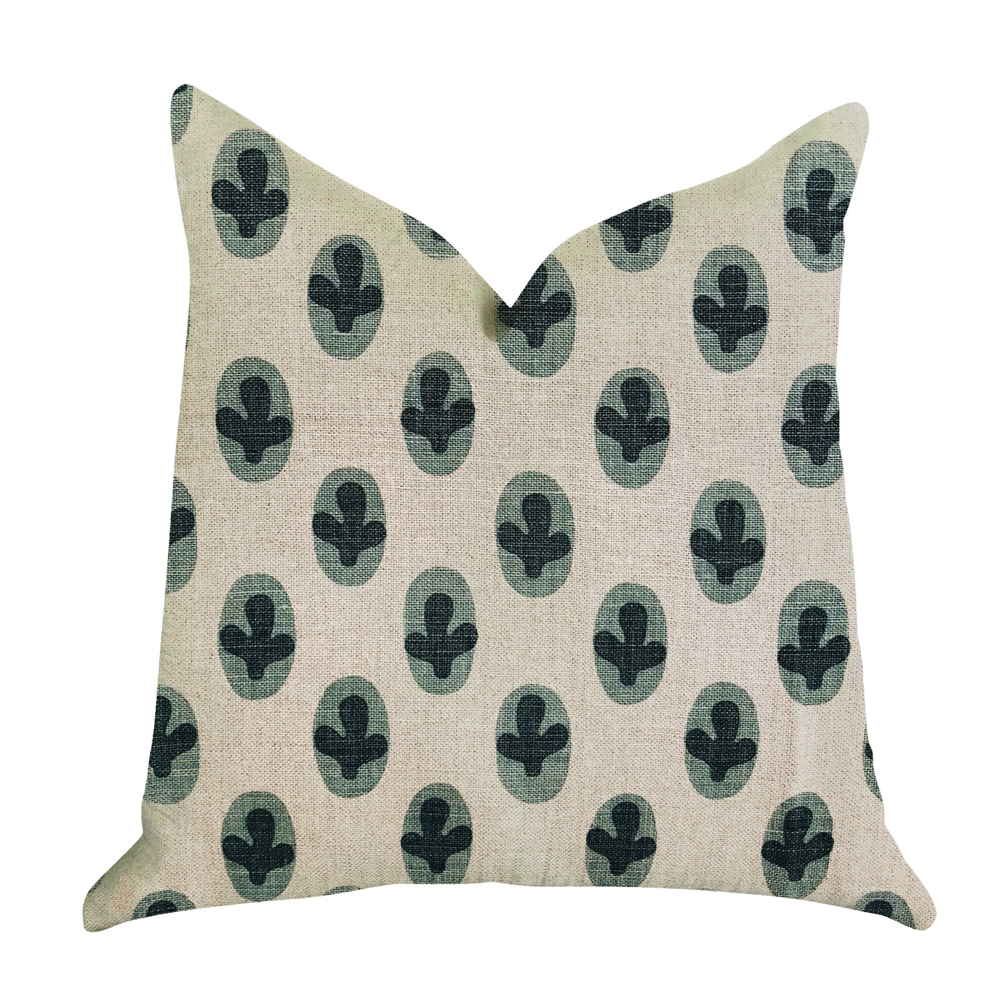 Cacti Pear in Green and Beige Color Luxury Throw Pillow-0