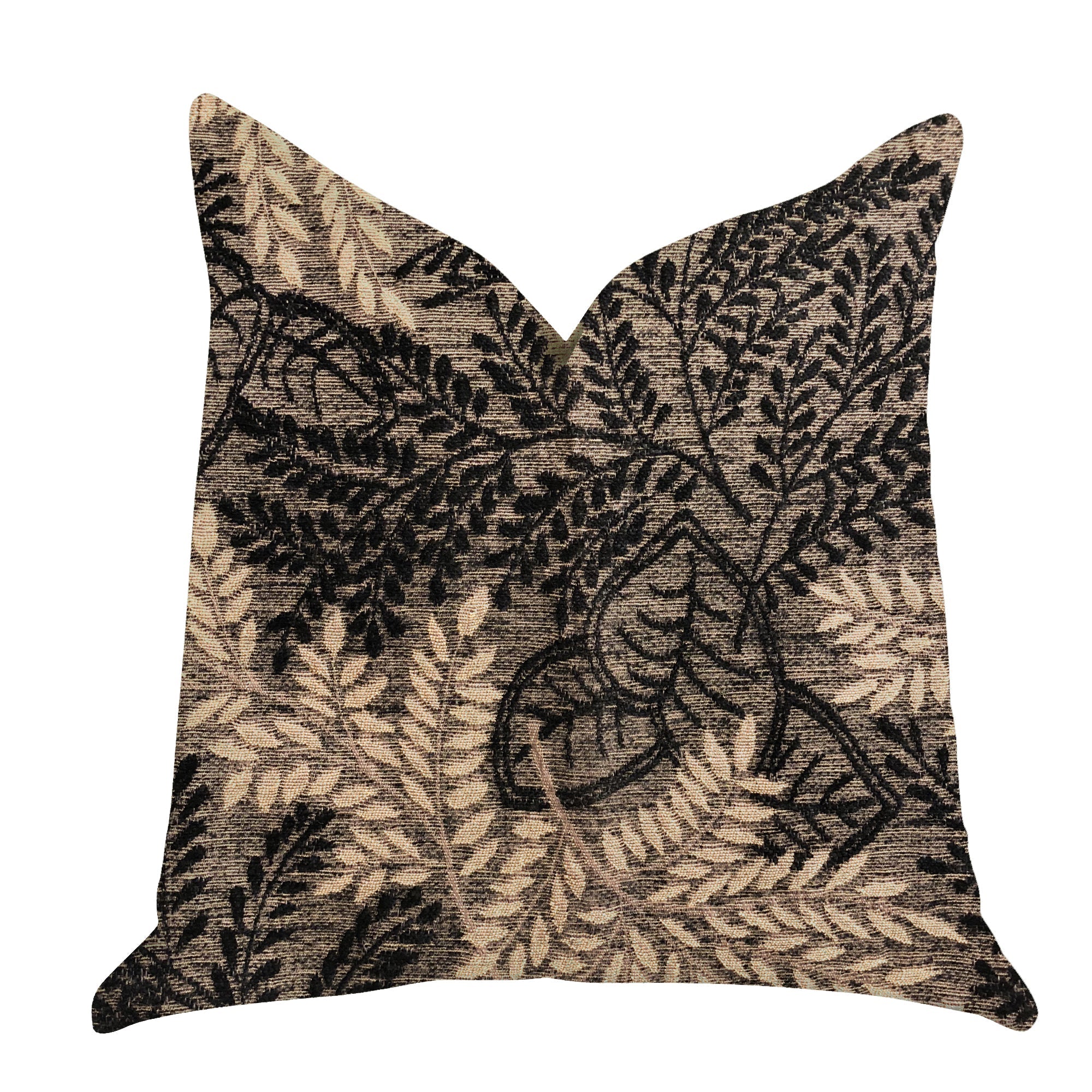 Bonzai Ebony Floral Throw Pillow in Black and Brown-0