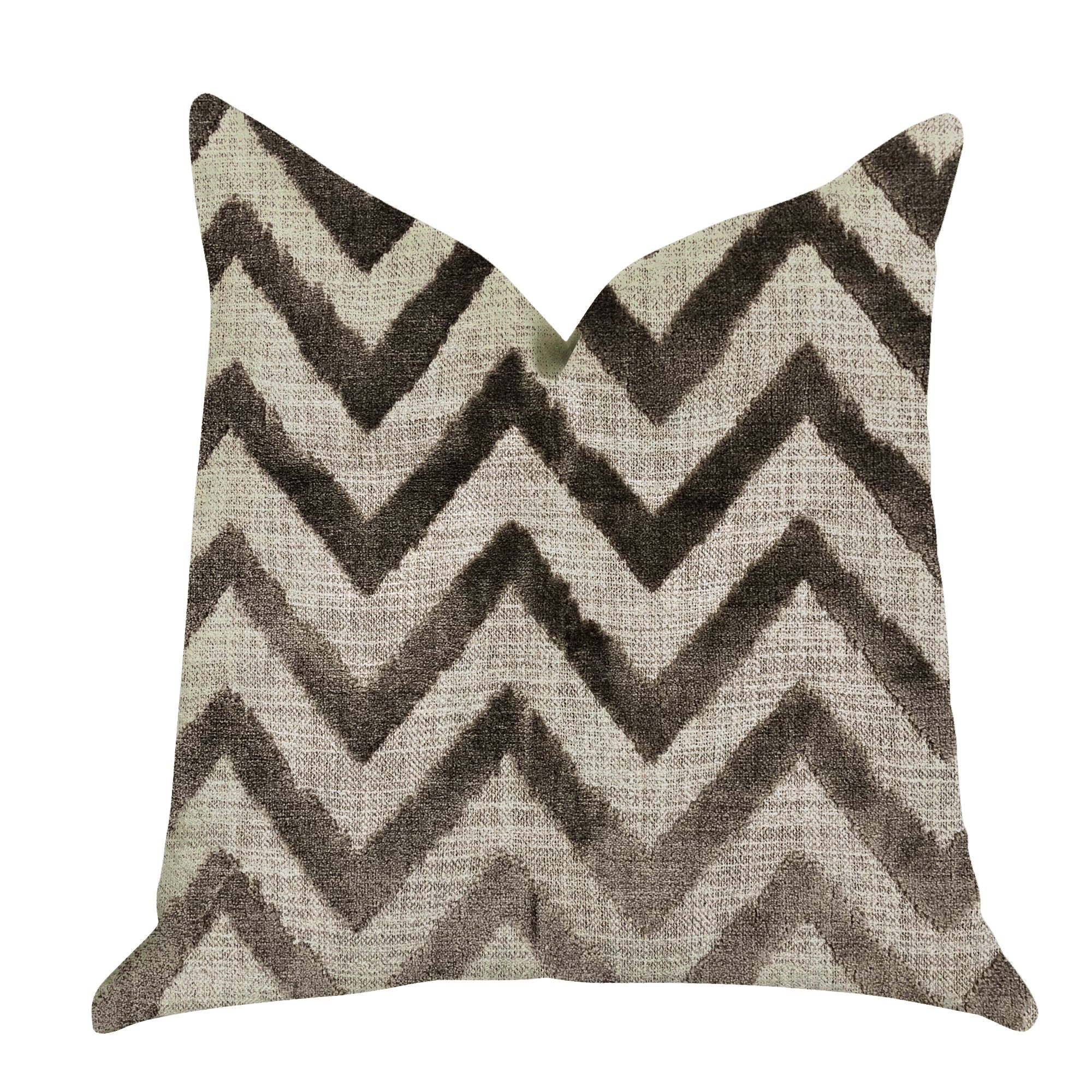 Oblique Zigzag Luxury Throw Pillow in Beige Tones-0