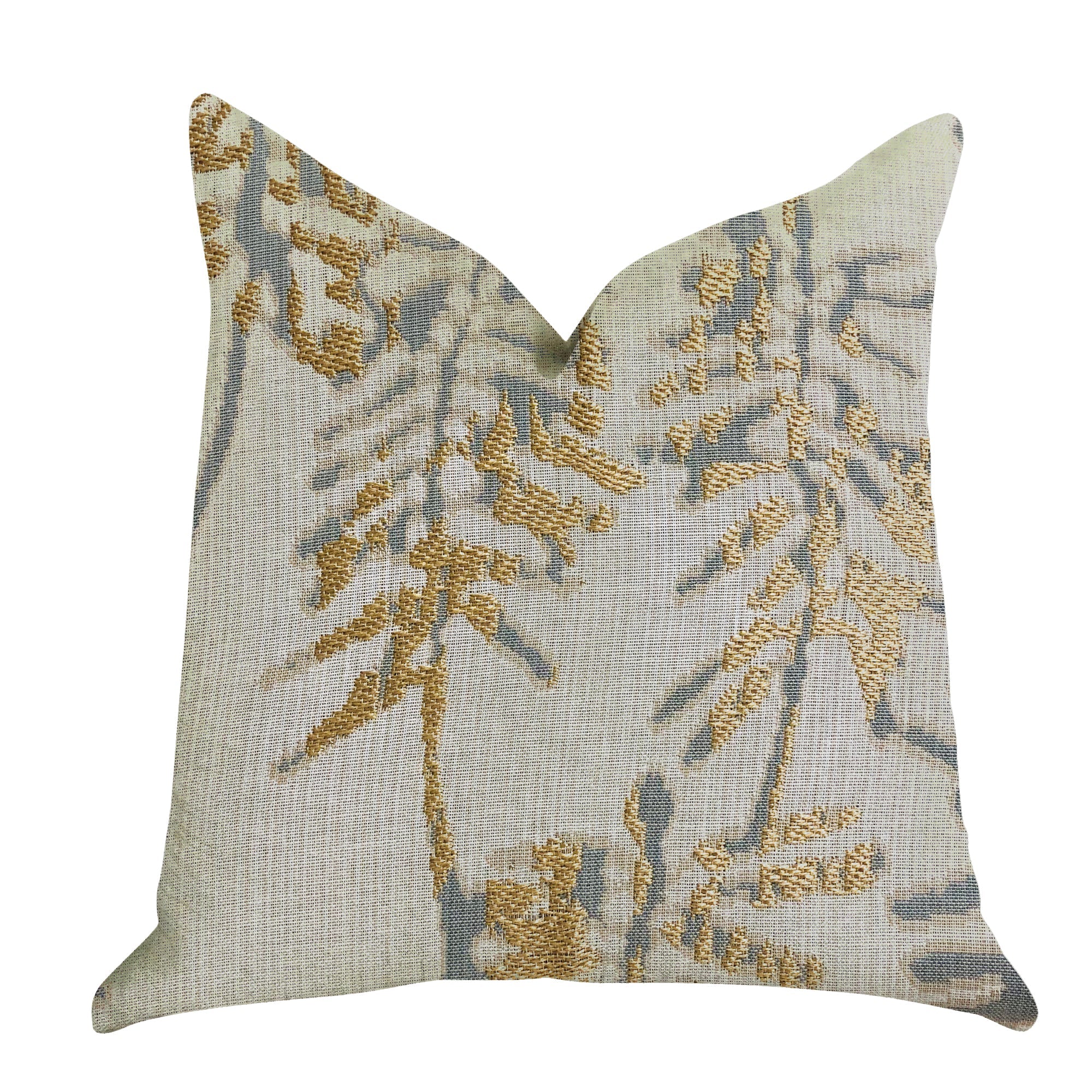 Creekside Beauty Luxury Throw Pillow in Green and Gold Tones-0