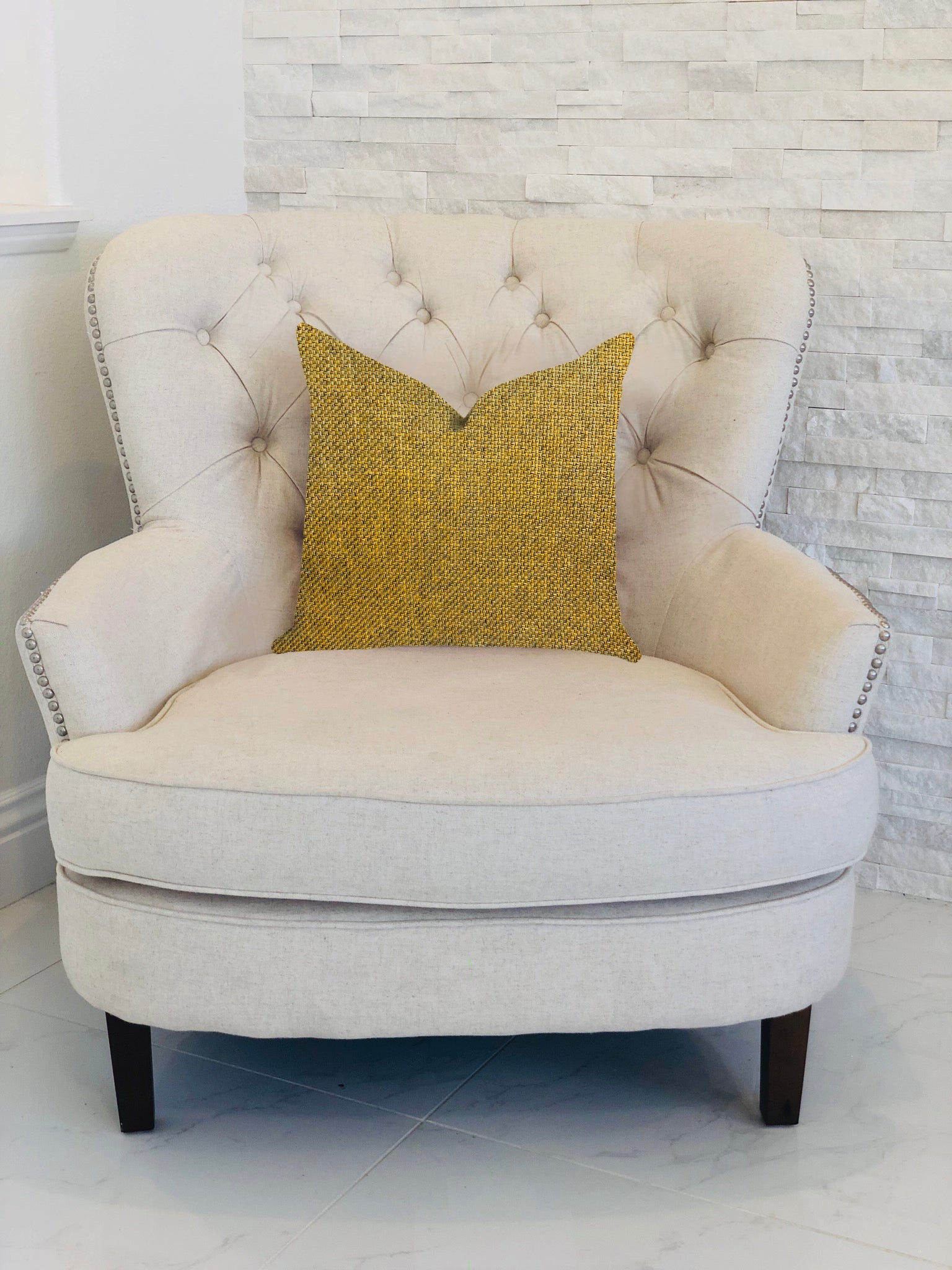 Mustard Seed Luxury Throw Pillow in Dark Yellow-1