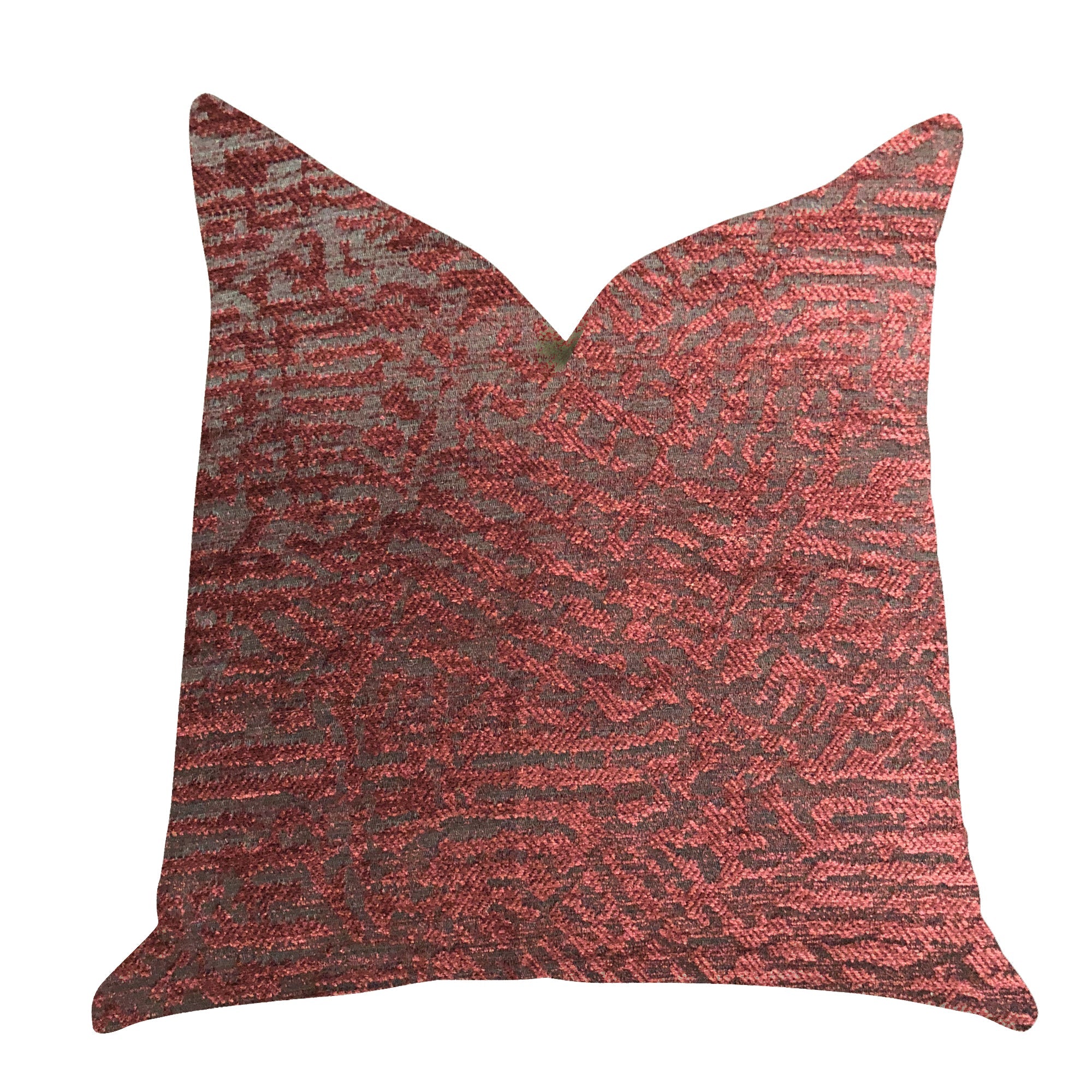 Crushed Wine Luxury Throw Pillow in Dark Red-0