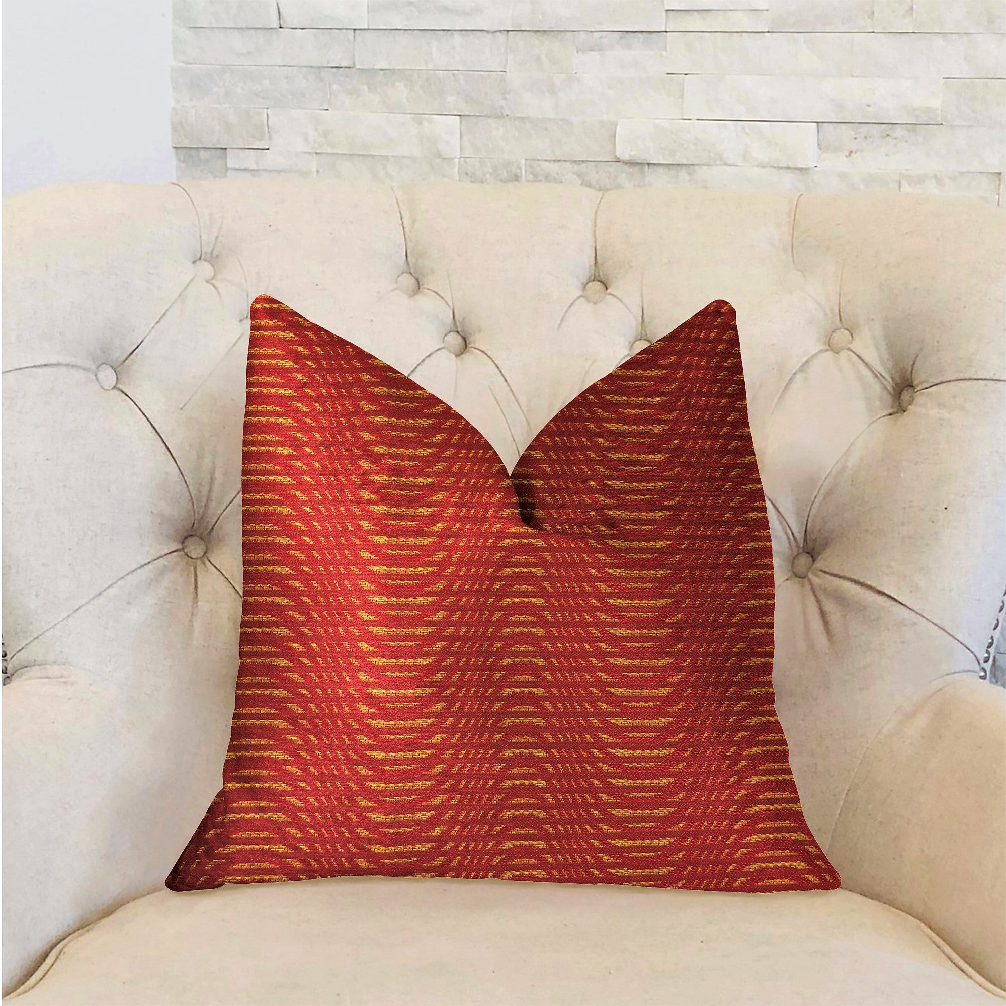 New Earth Ripple Red Luxury Throw Pillow-1