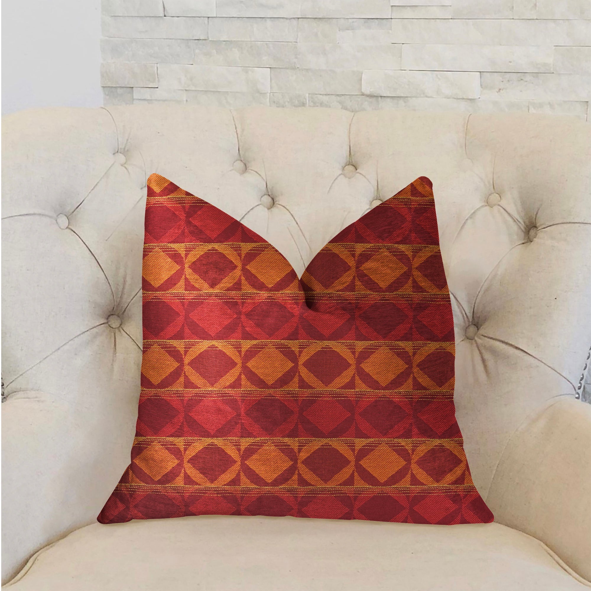 Celestial Red and Orange Luxury Throw Pillow-1