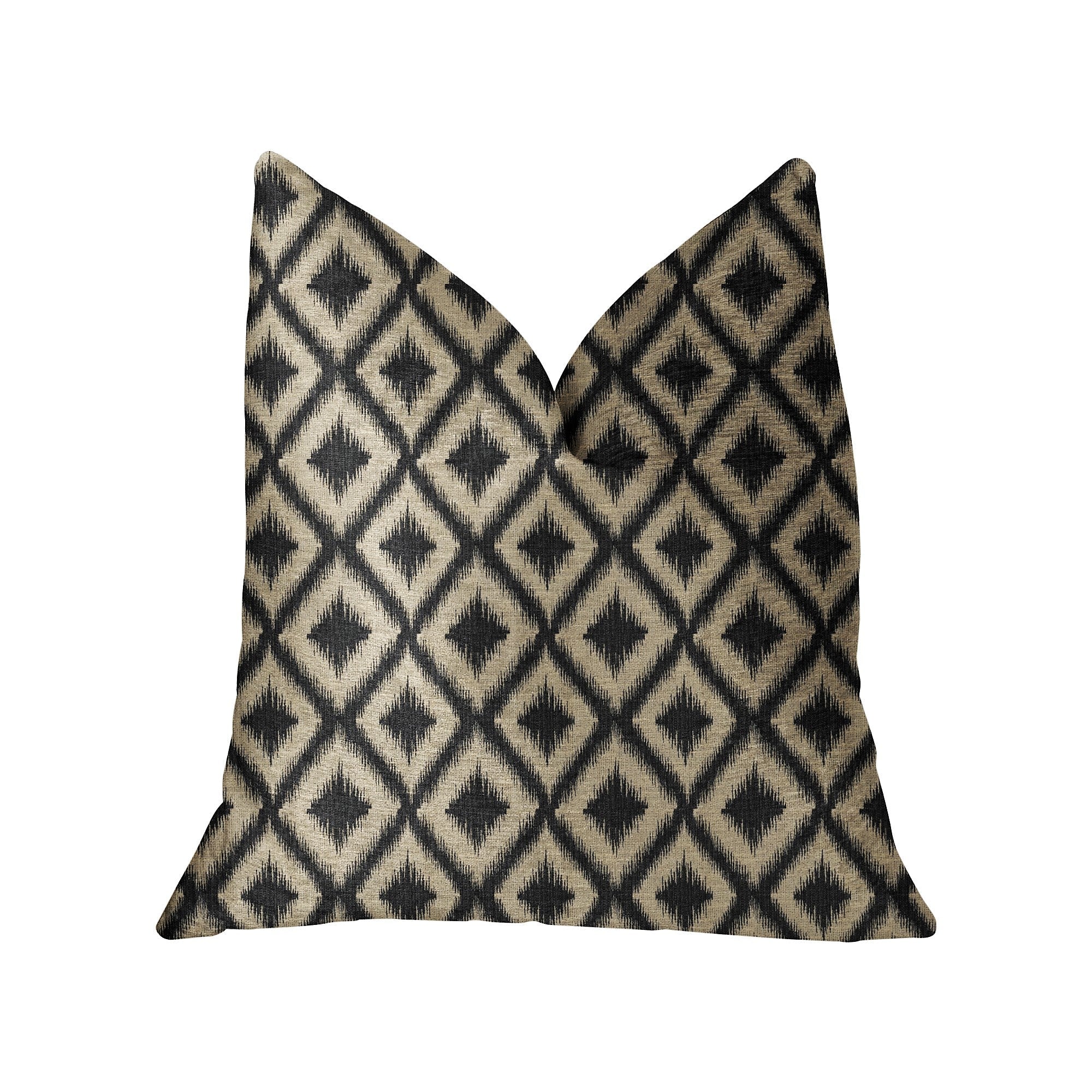 Diamond Embers Gray and Beige Luxury Throw Pillow-0