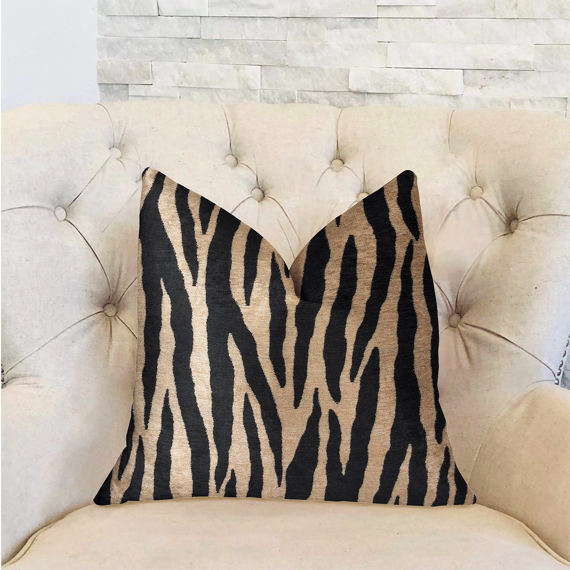 Zippy Zebra Black and Beige Luxury Throw Pillow-1