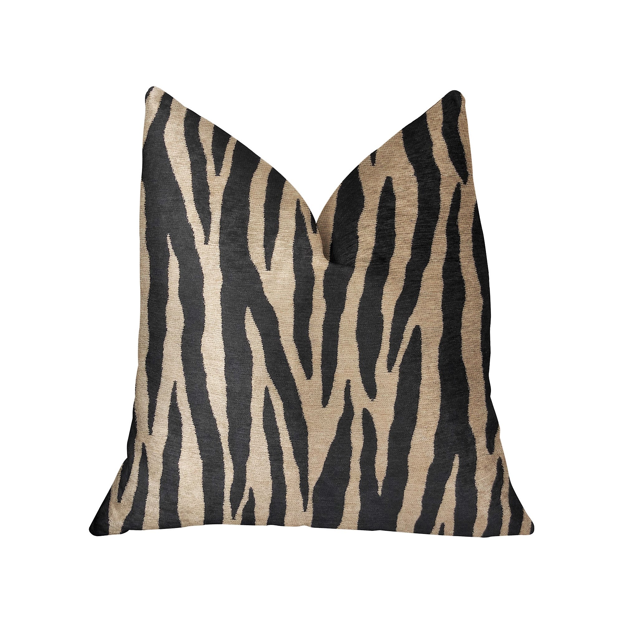 Zippy Zebra Black and Beige Luxury Throw Pillow-0