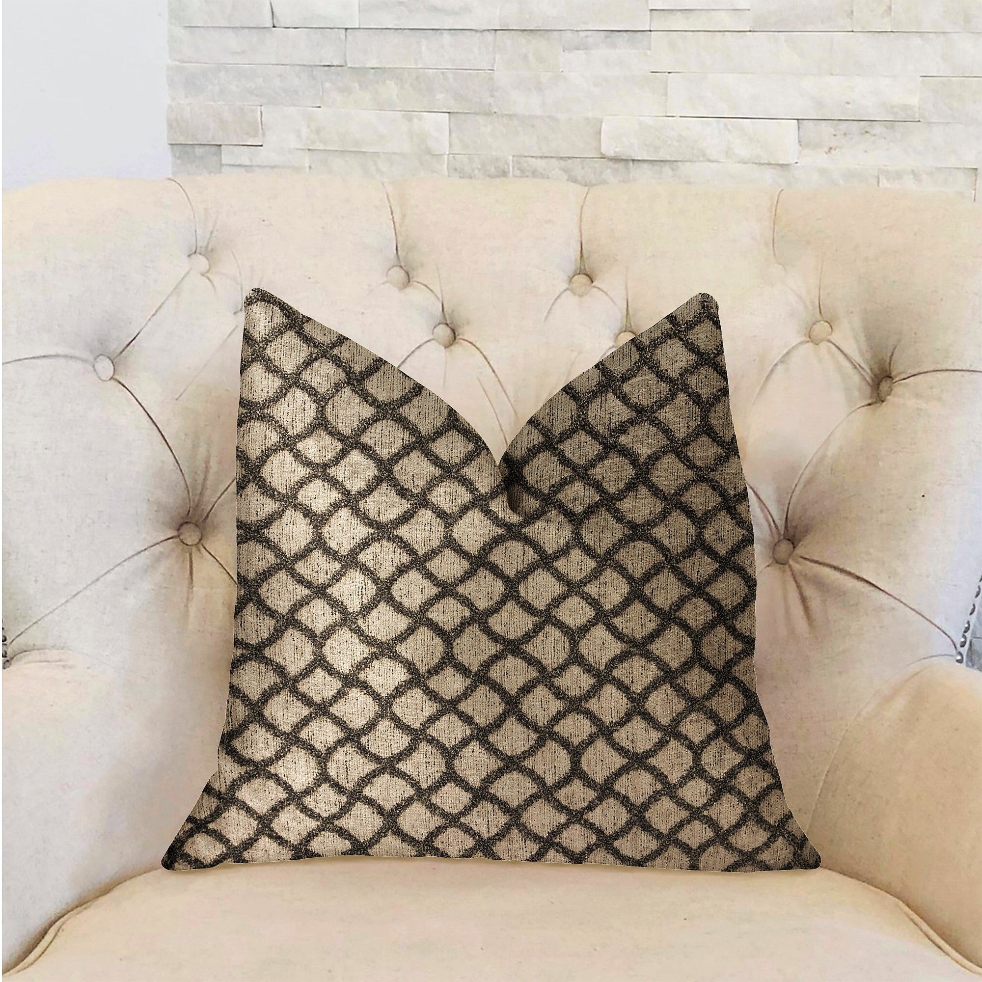 Galactic Ringlet Brown and Beige Luxury Throw Pillow-1