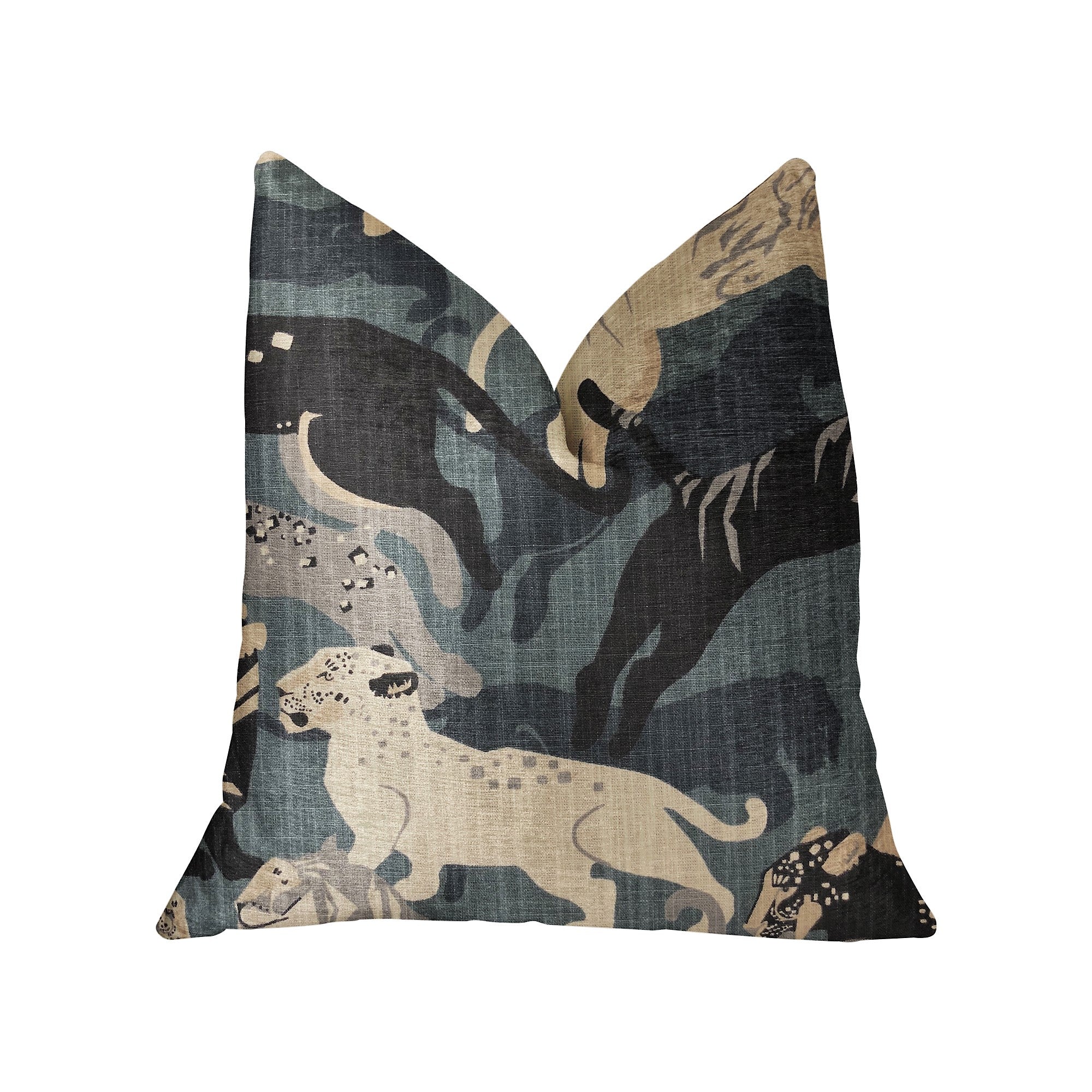 Kimono Tiger Blue and Beige Luxury Throw Pillow-0