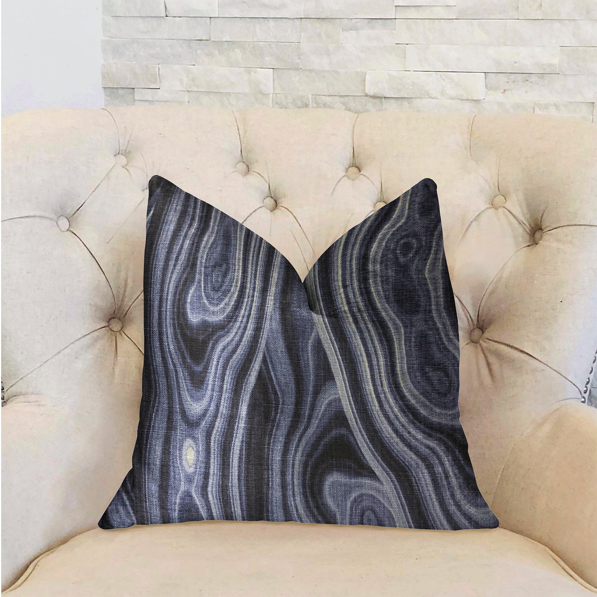 Swiss Marble Blue Luxury Throw Pillow-1