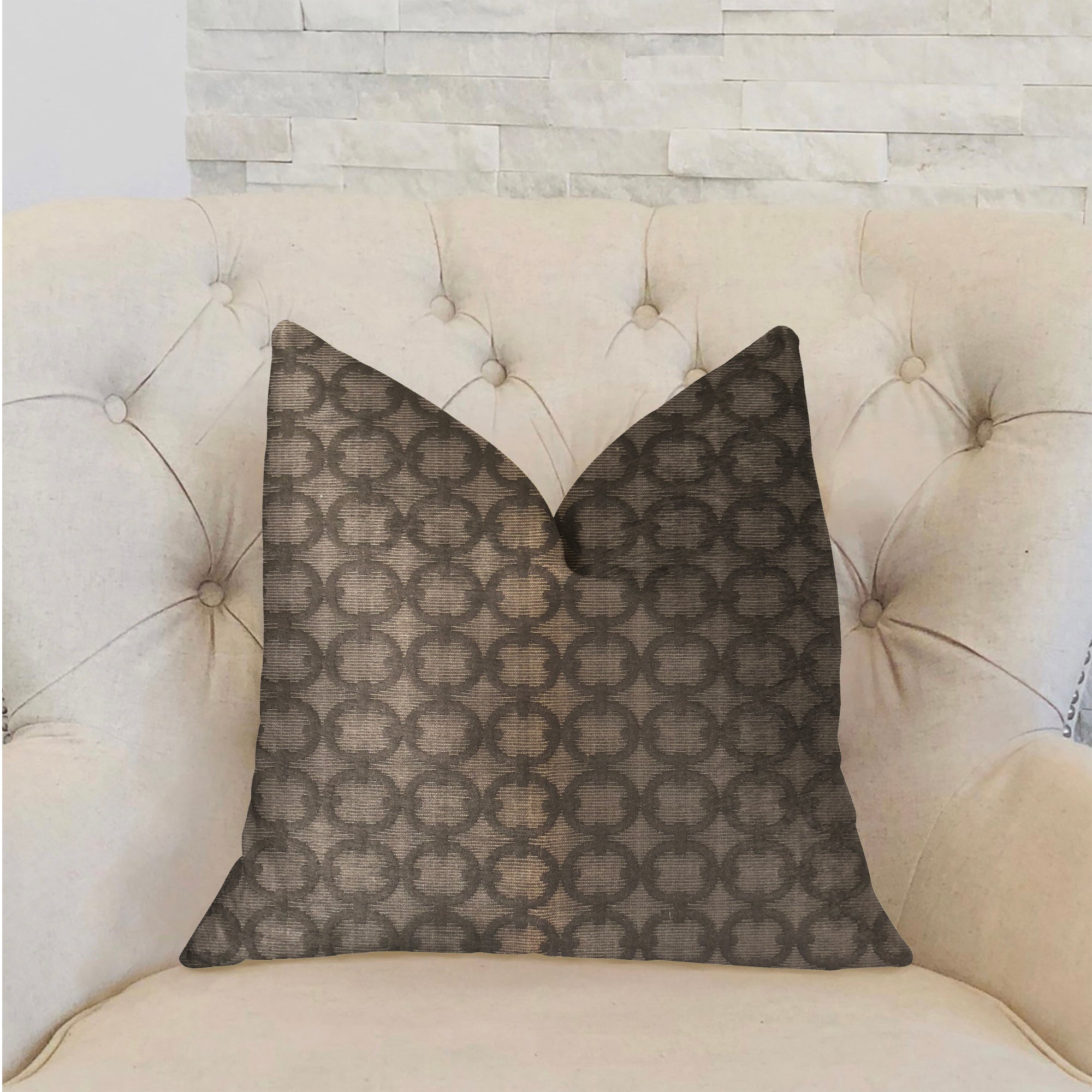 Cercles Dark Brown Luxury Throw Pillow-1