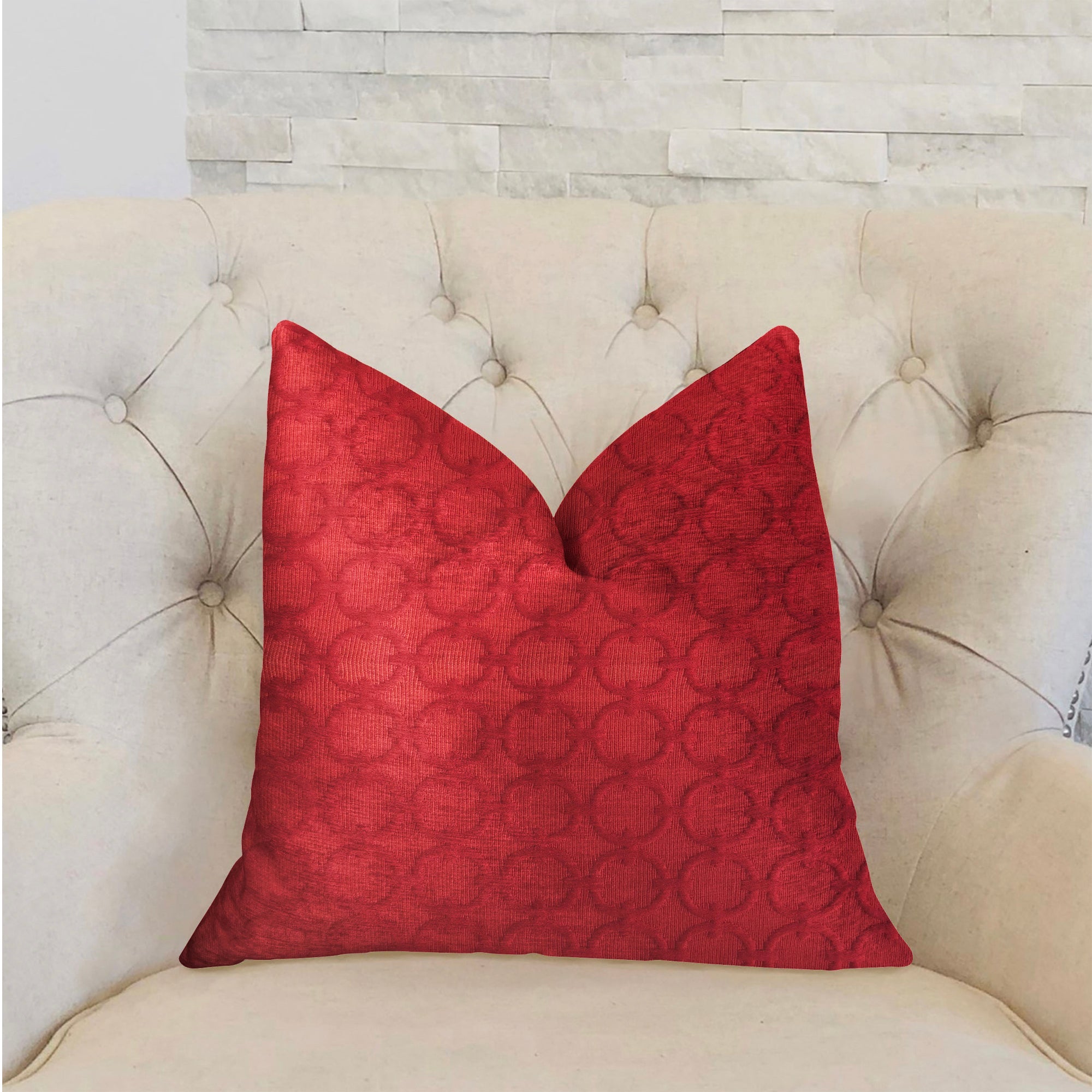 Scarlet Cercles Red Luxury Throw Pillow-1