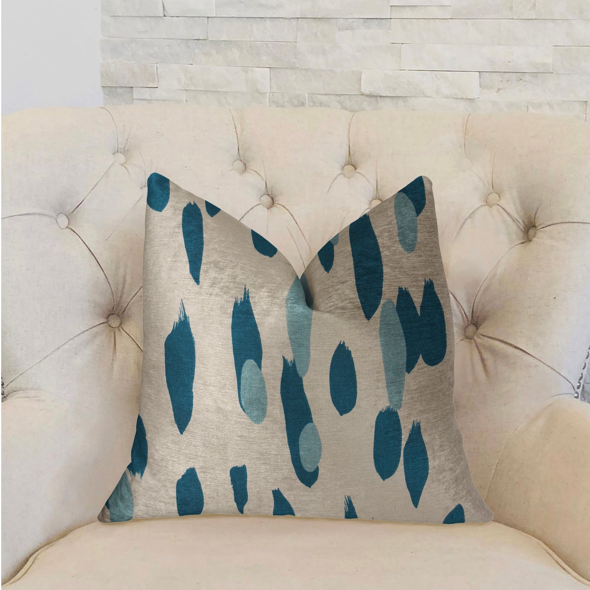 Bosky Willow Blue and White Luxury Throw Pillow-1