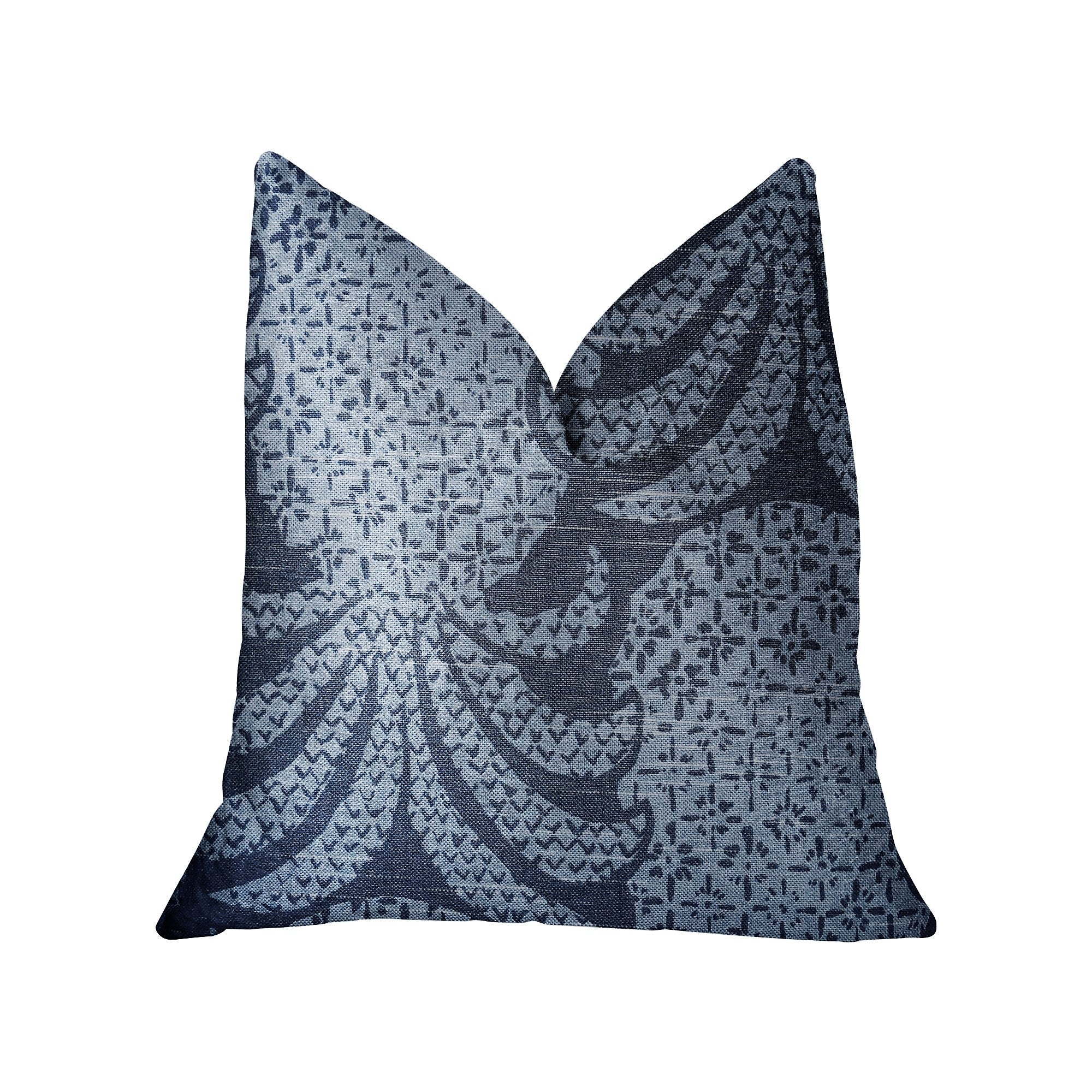 Pineapple Crush Blue and Black Luxury Throw Pillow-0