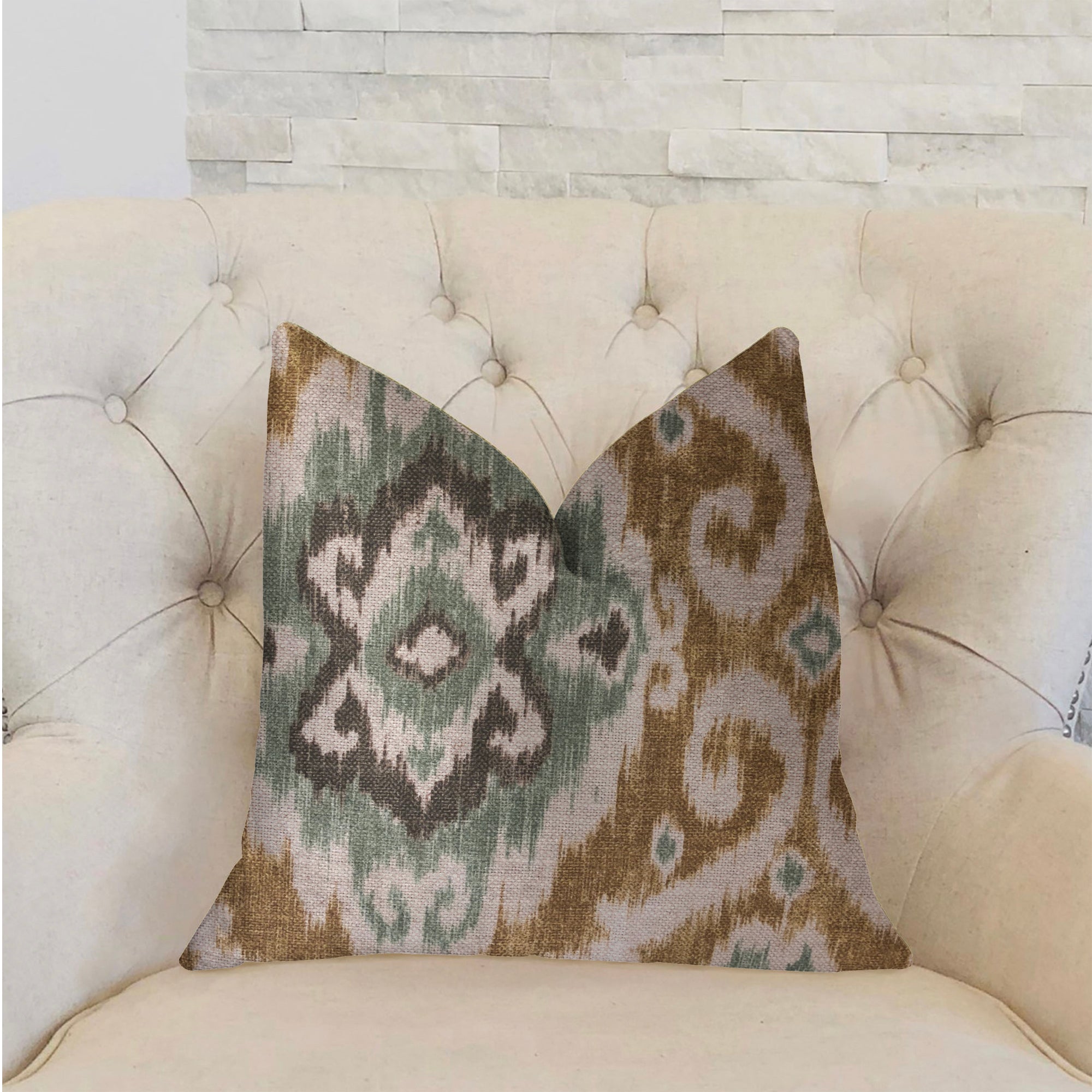 Ambrosia Yellow and Beige Luxury Throw Pillow-1