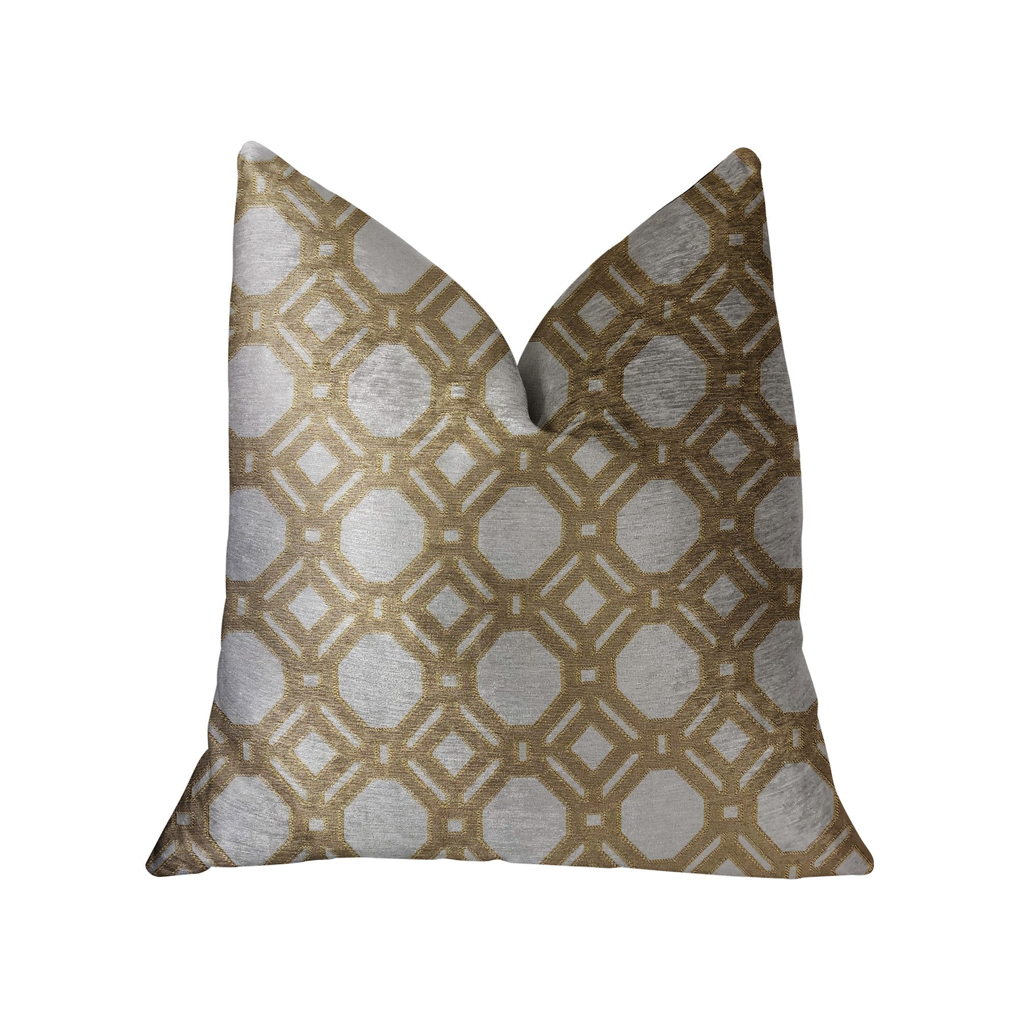 Medallion Eclipse Beige and Gray Luxury Throw Pillow-0