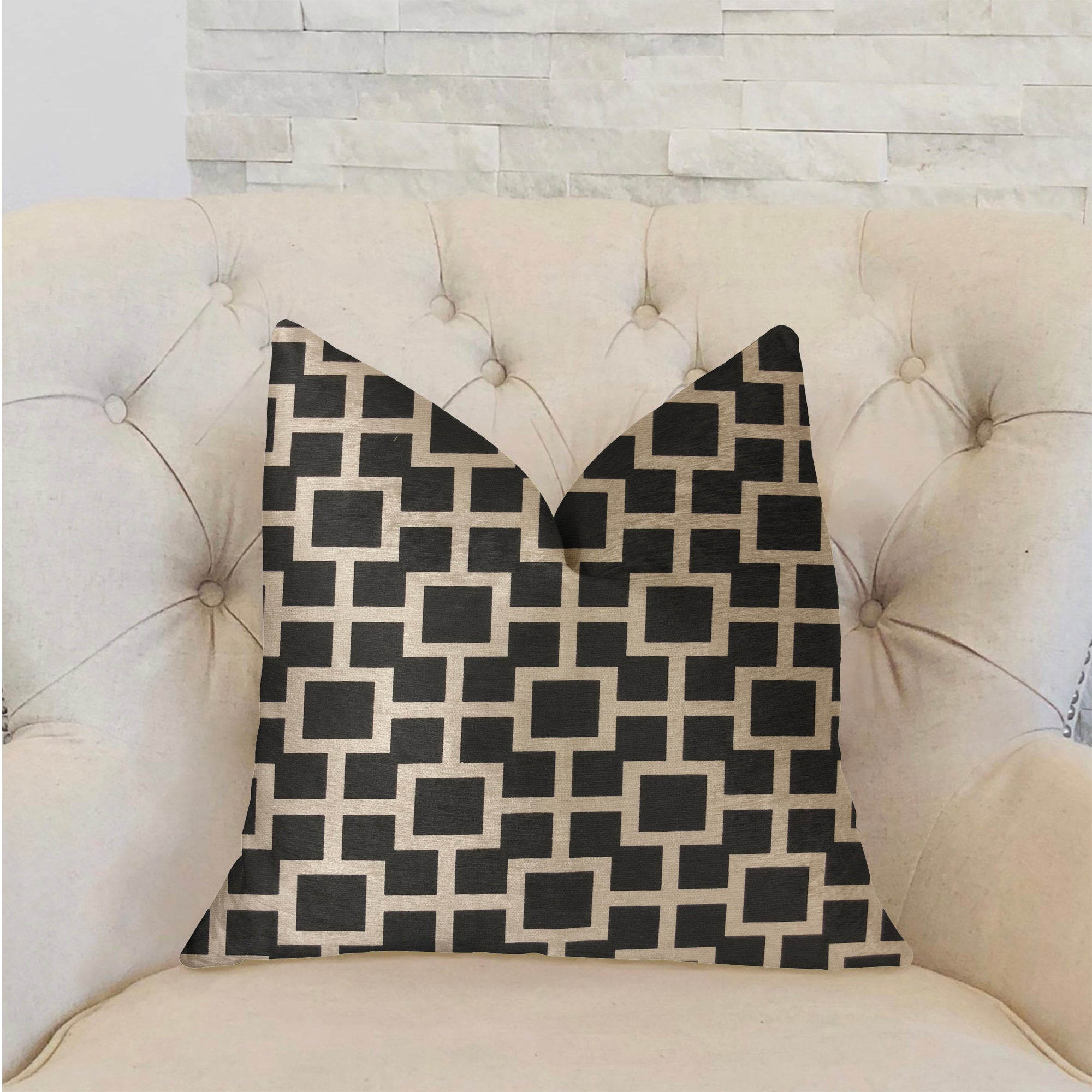 Petunia Black and White Luxury Throw Pillow-1