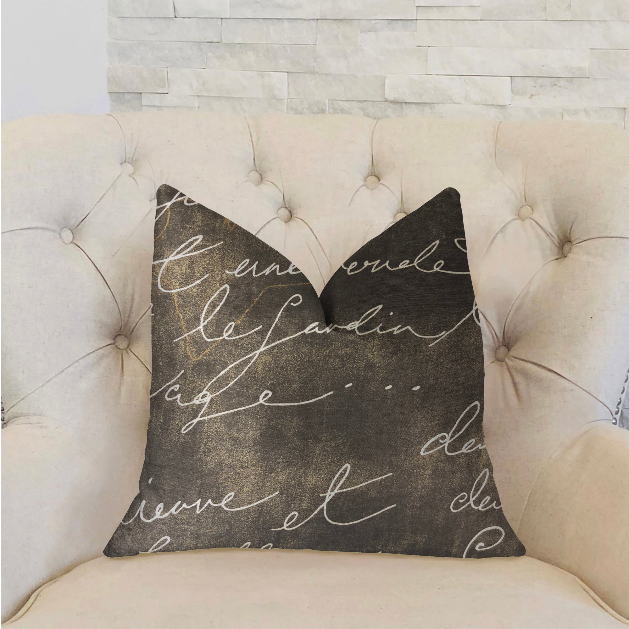 Love Script Black Luxury Throw Pillow-1