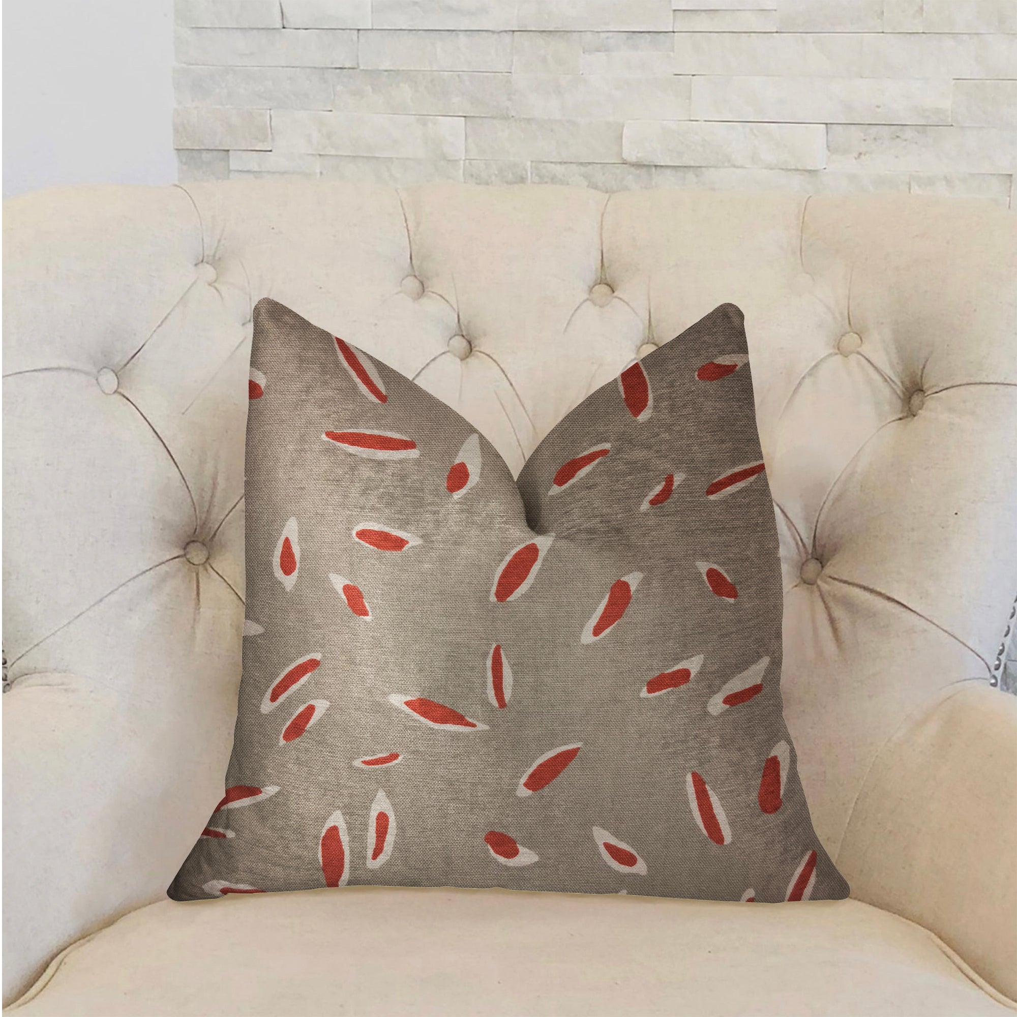 Petal Party Orange and Beige Luxury Throw Pillow-1