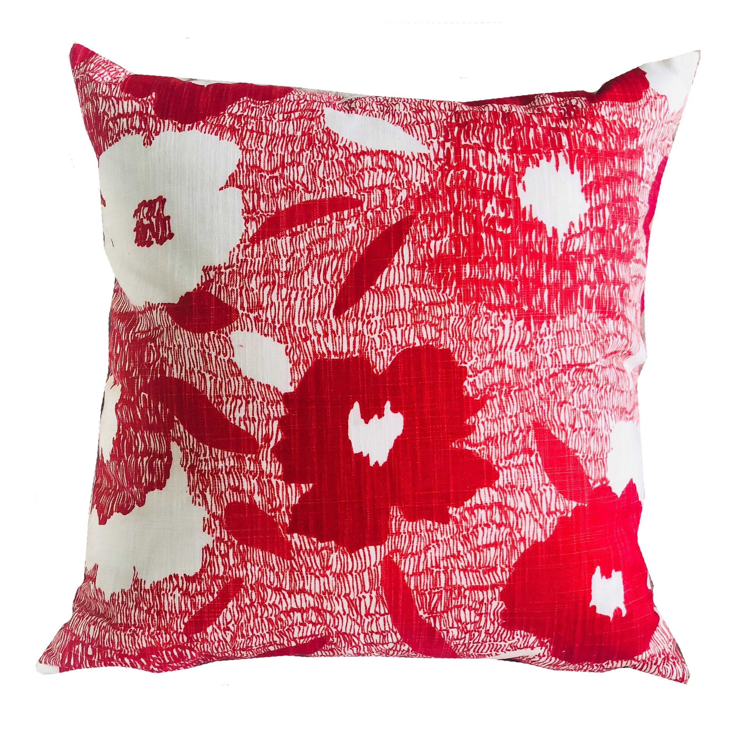 Hibiscus Red and Beige Luxury Throw Pillow-0