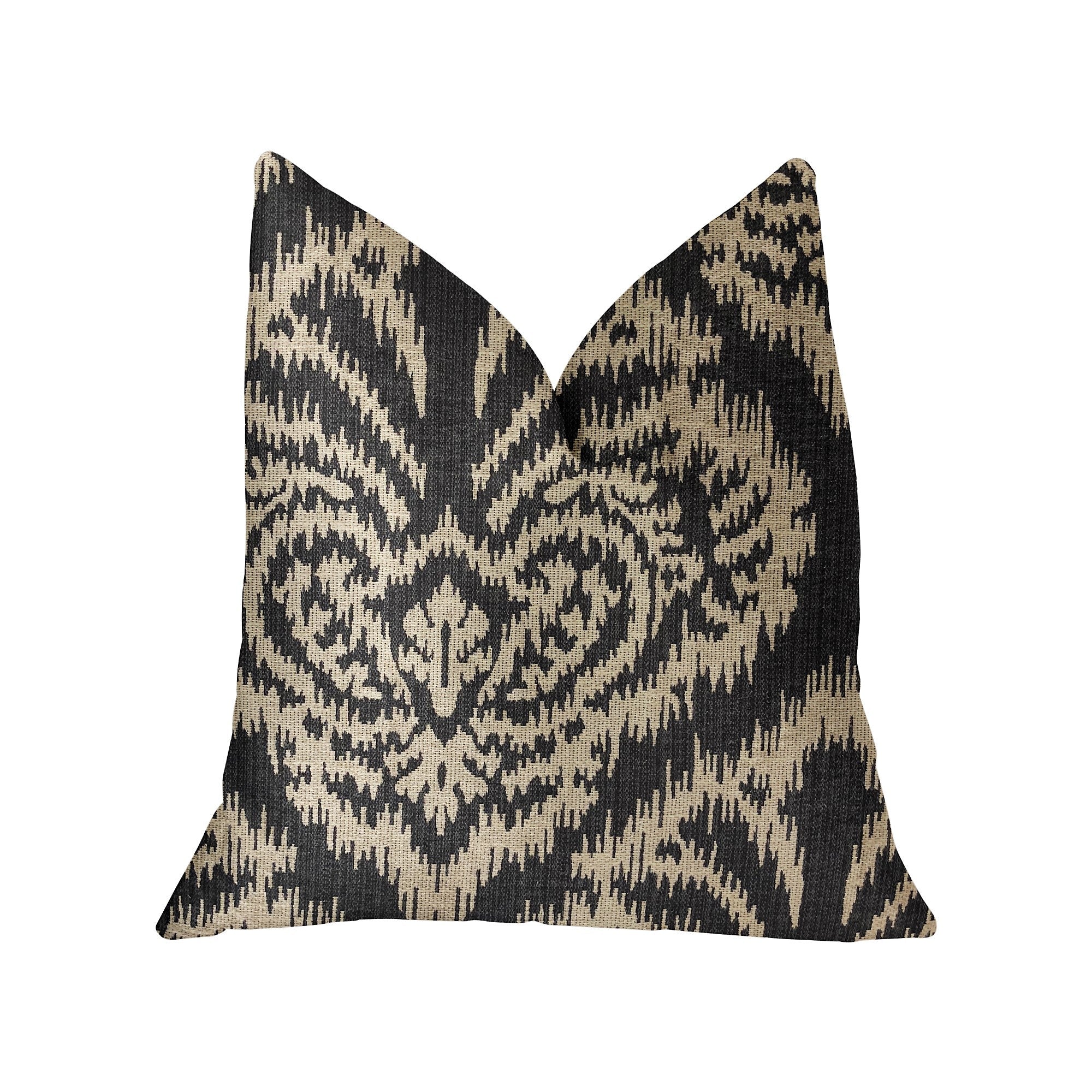 Floral Fantasy Black and Beige Luxury Throw Pillow-0