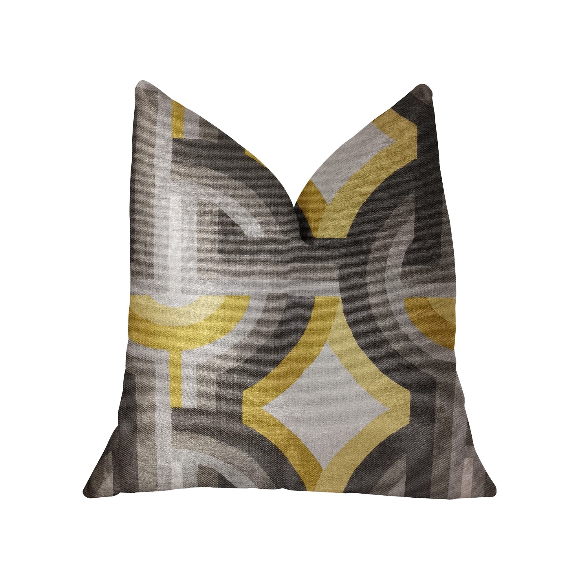 Delightful Chain Yellow, Beige and Gray Luxury Throw Pillow-0