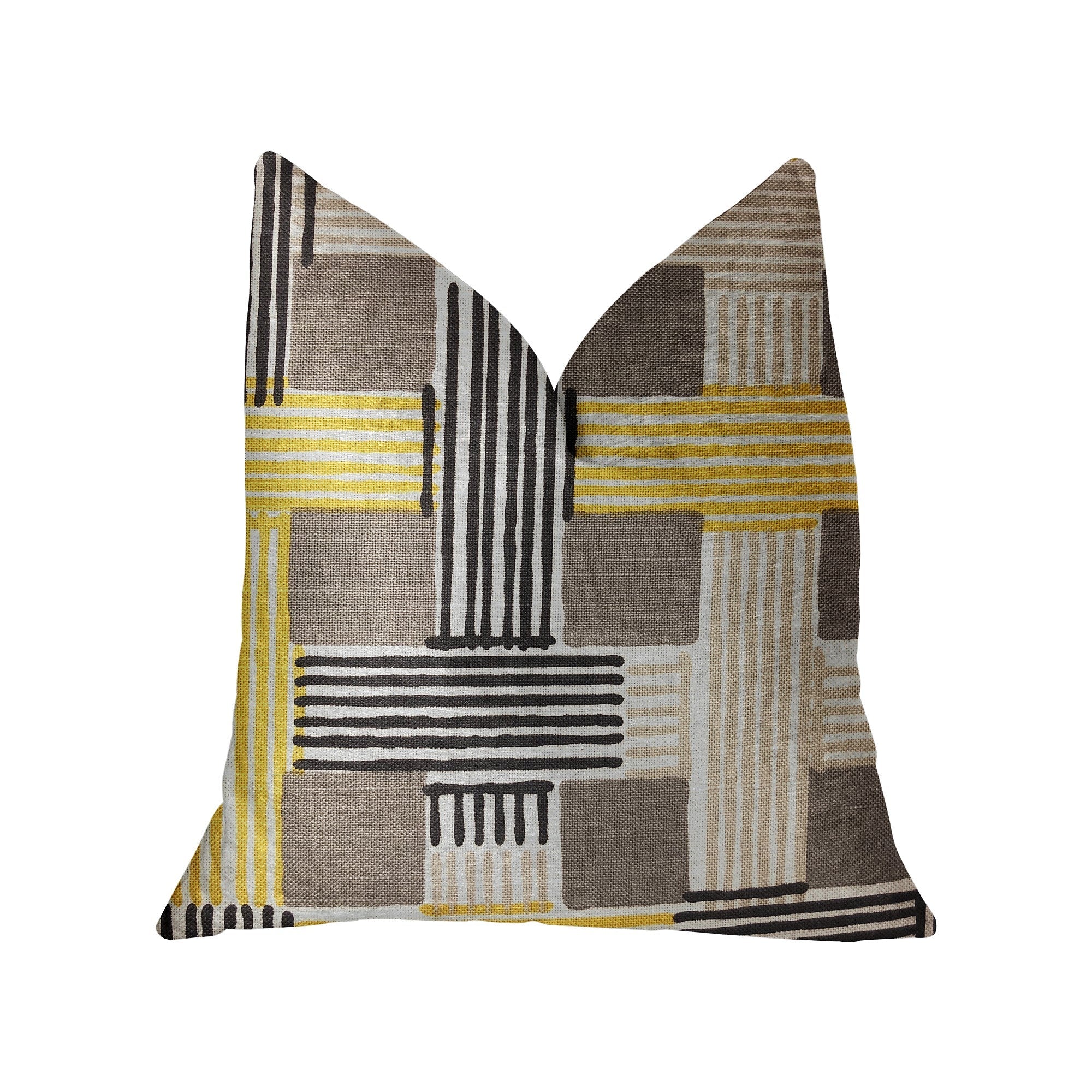 Hummingbird Isle Yellow, Beige and Gray Luxury Throw Pillow-0