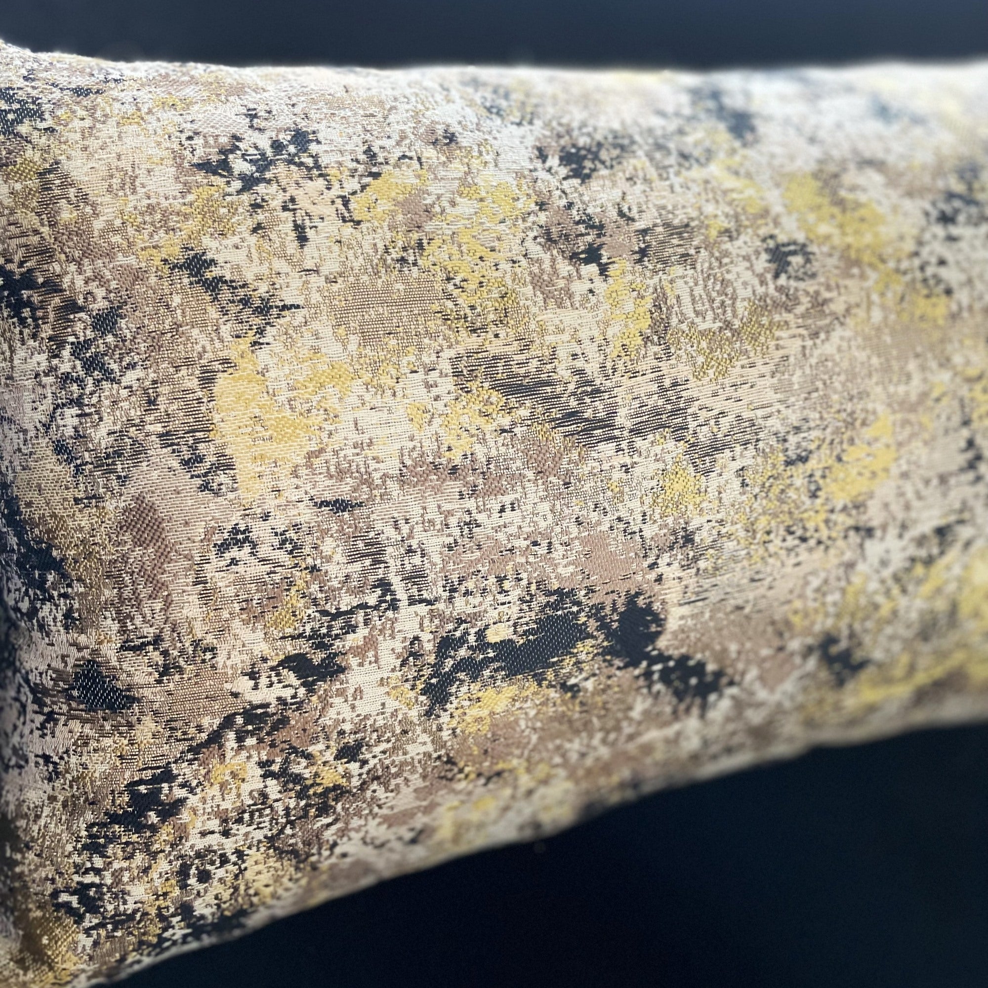 Pretty Passion Yellow, Beige and Gray Luxury Throw Pillow-2