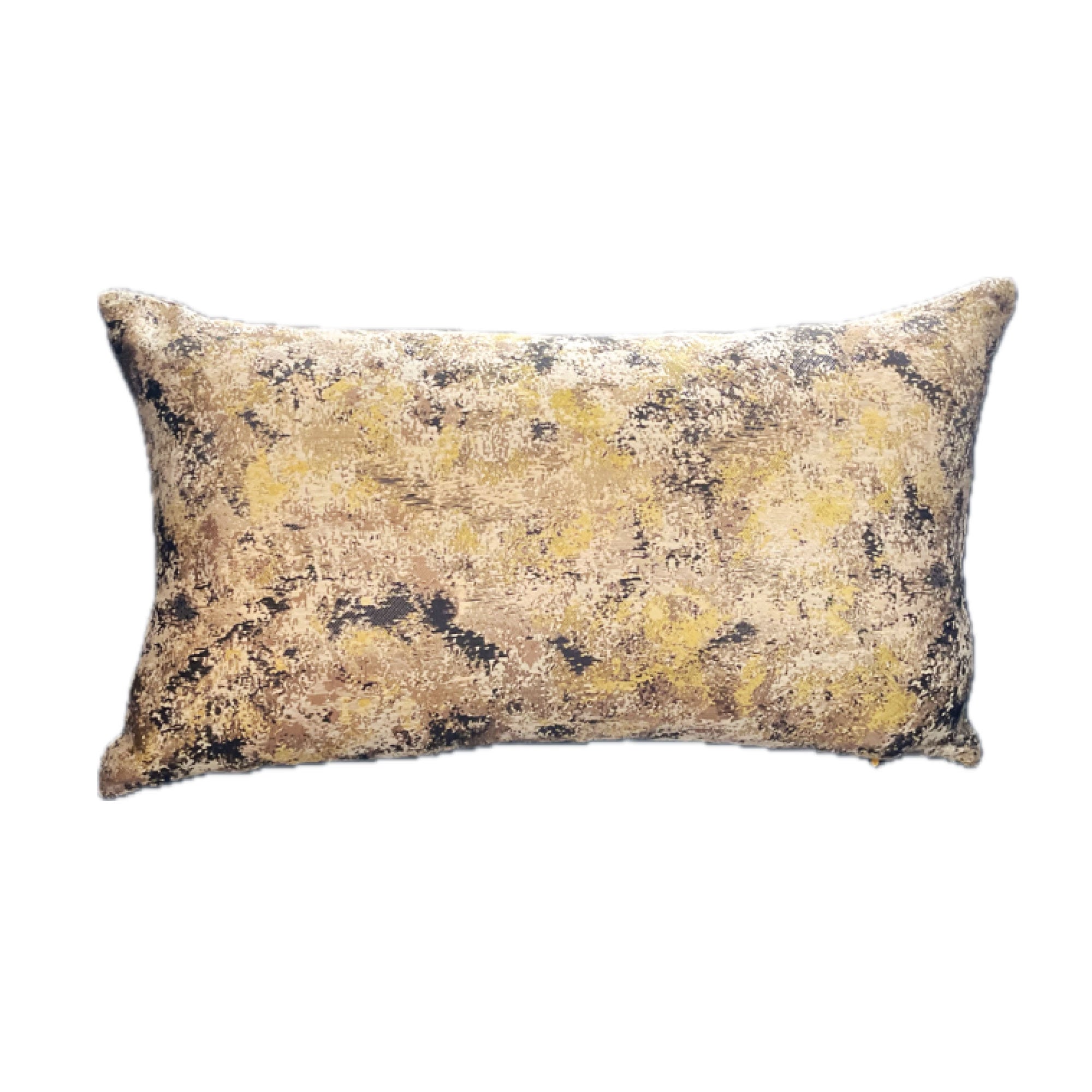 Pretty Passion Yellow, Beige and Gray Luxury Throw Pillow-1