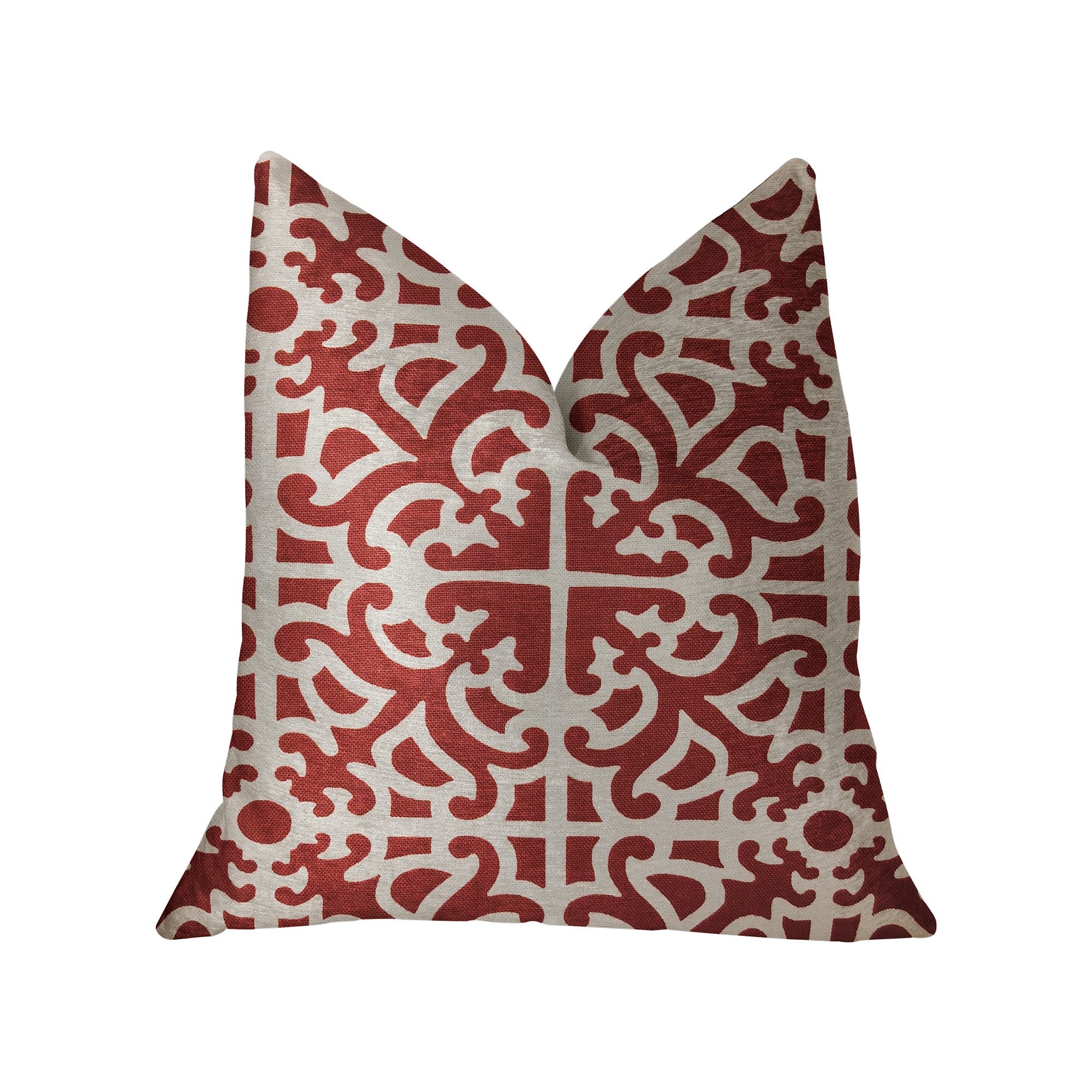 Red Romance Red and Beige Luxury Throw Pillow-0