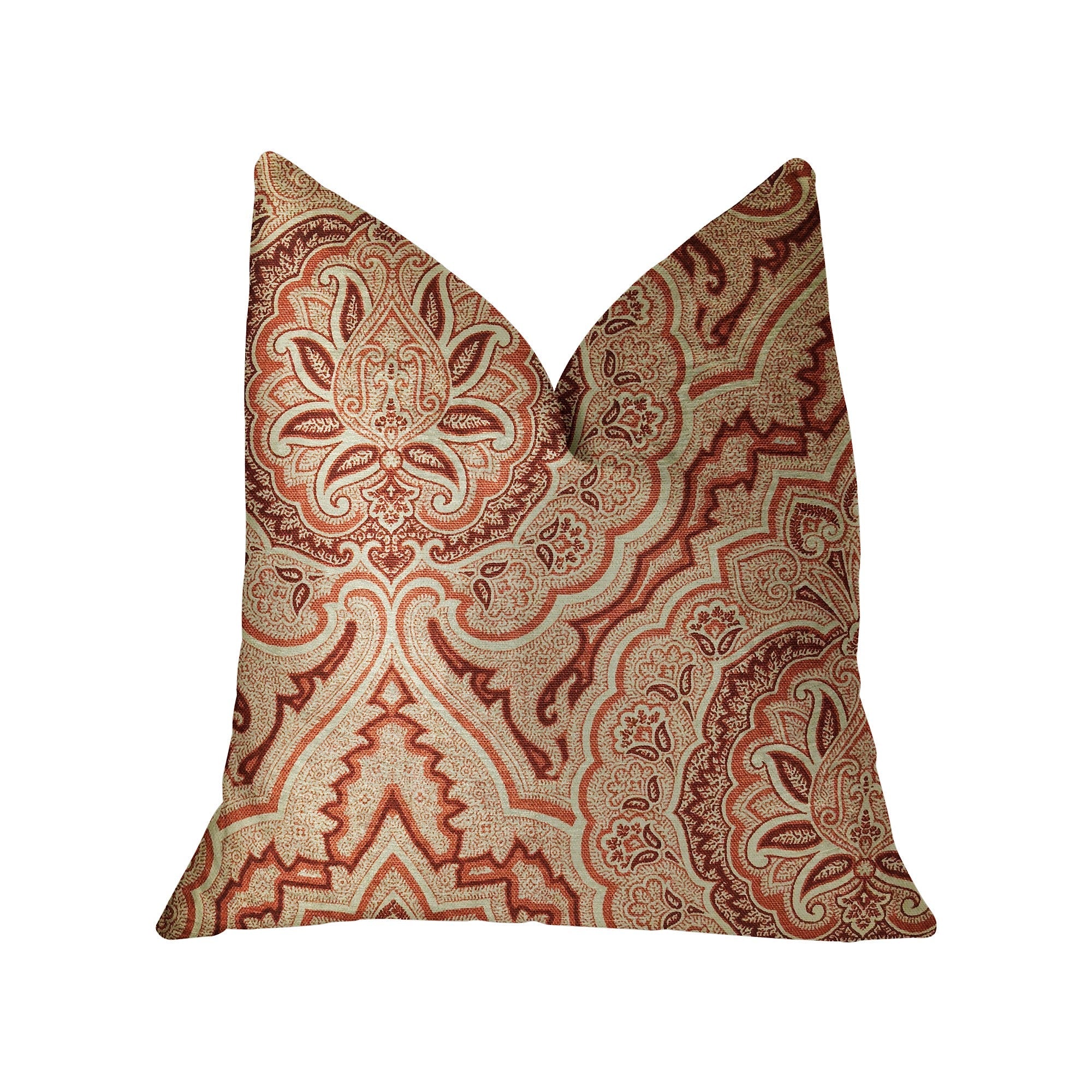 Enchanted Prairie Red and Beige Luxury Throw Pillow-0