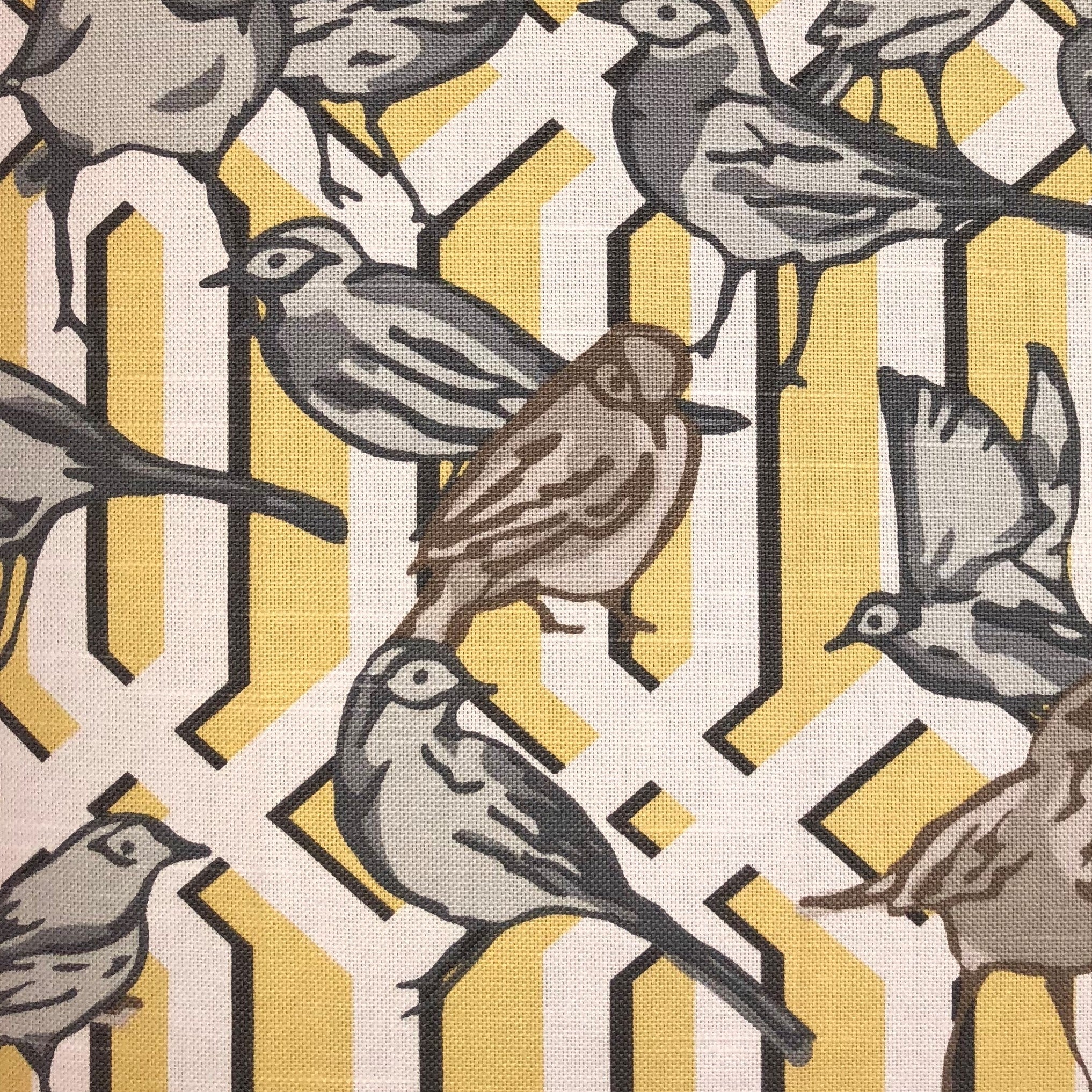 Song Bird Gardens Yellow, Beige and Gray Luxury Throw Pillow-2