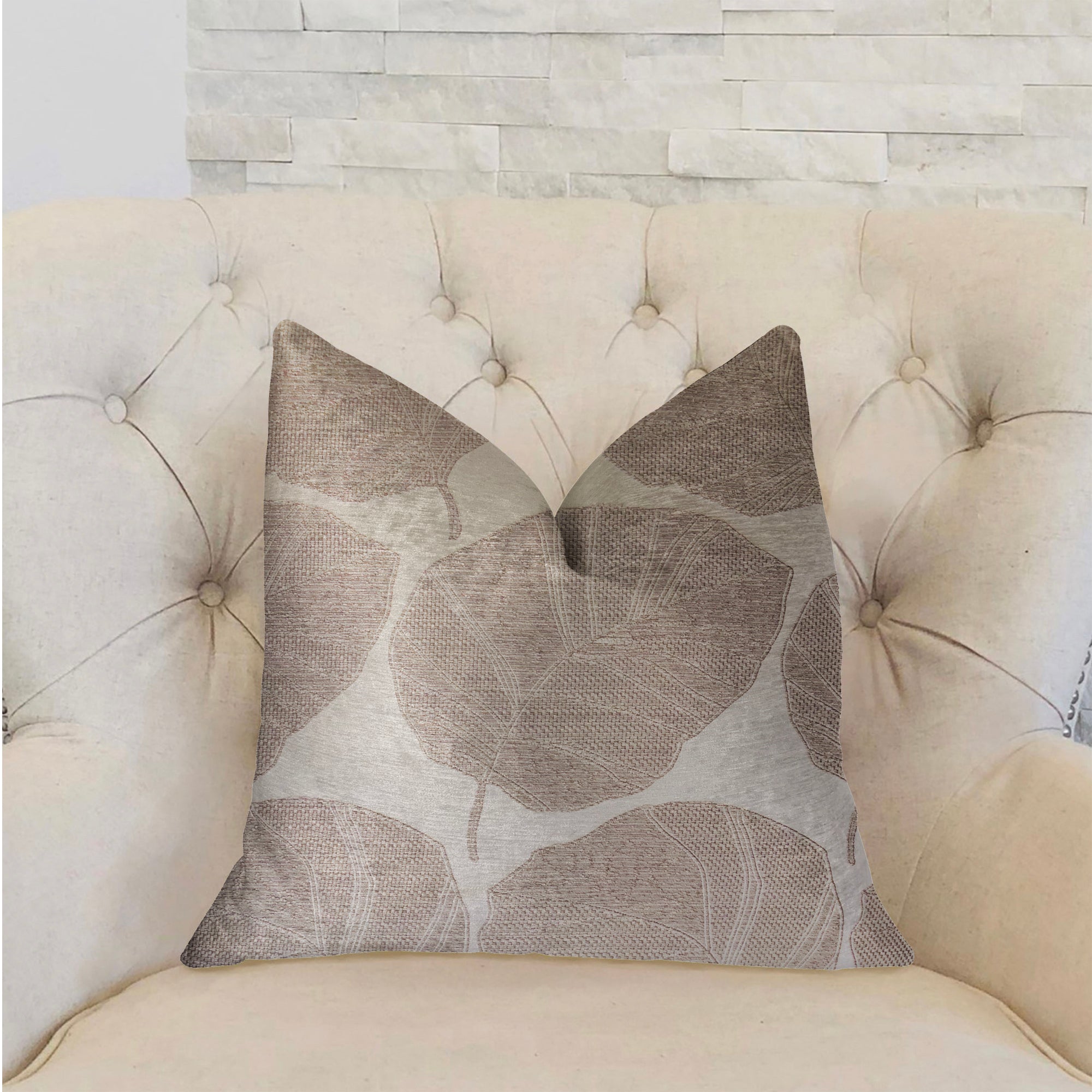 Pleasant Leaves Gray Luxury Throw Pillow-1