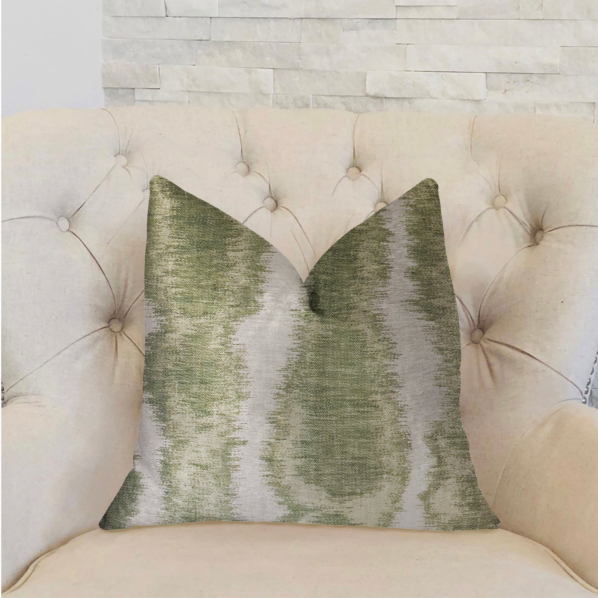 Green Haven Green and Beige Luxury Throw Pillow-1