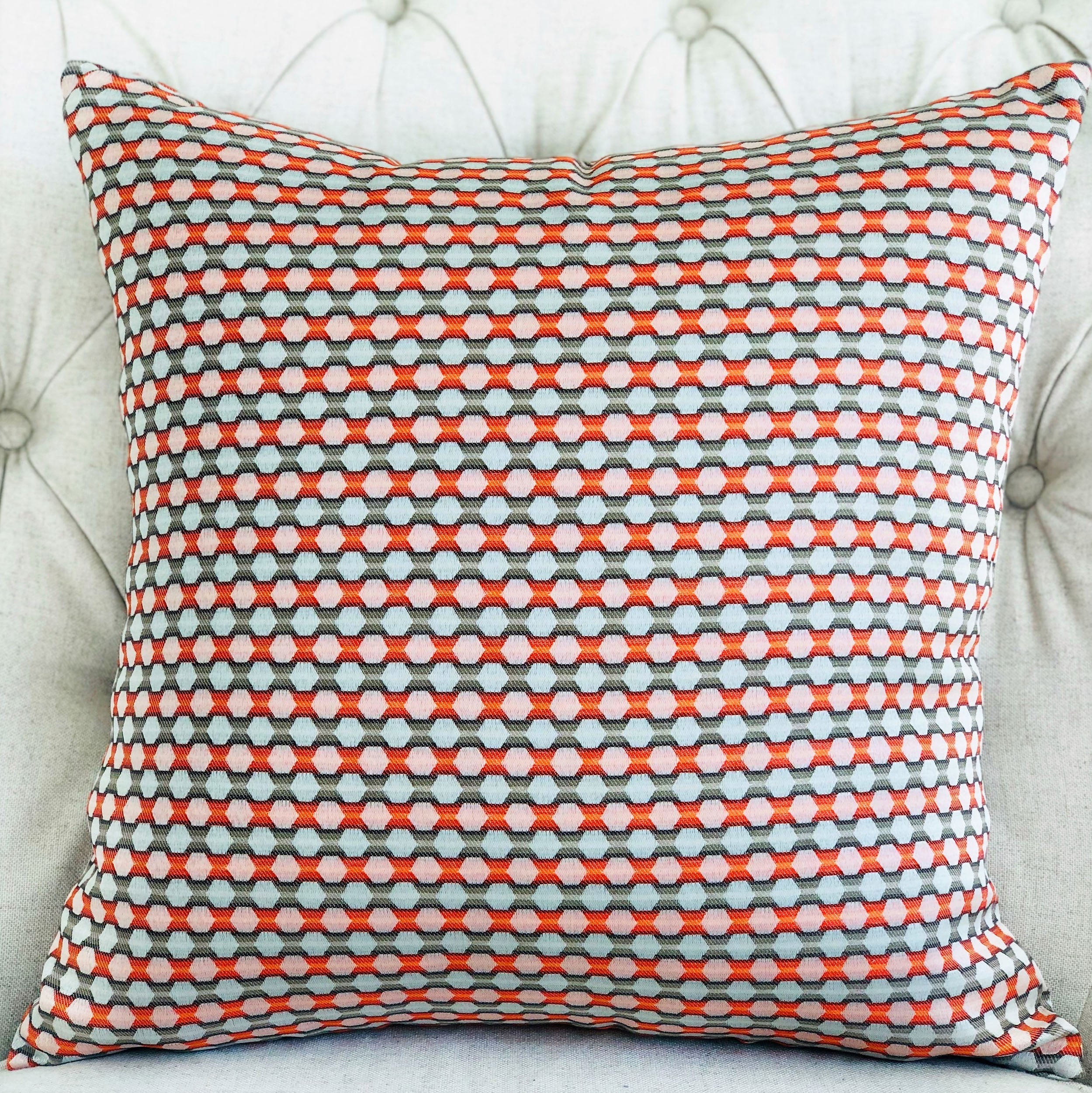 Sunny Cave Orange and Beige Luxury Throw Pillow-1