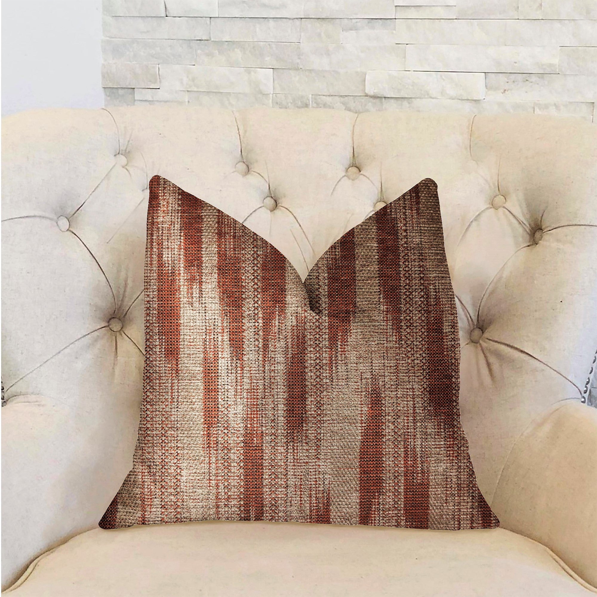 Stormy Pine Orange and Beige Luxury Throw Pillow-1