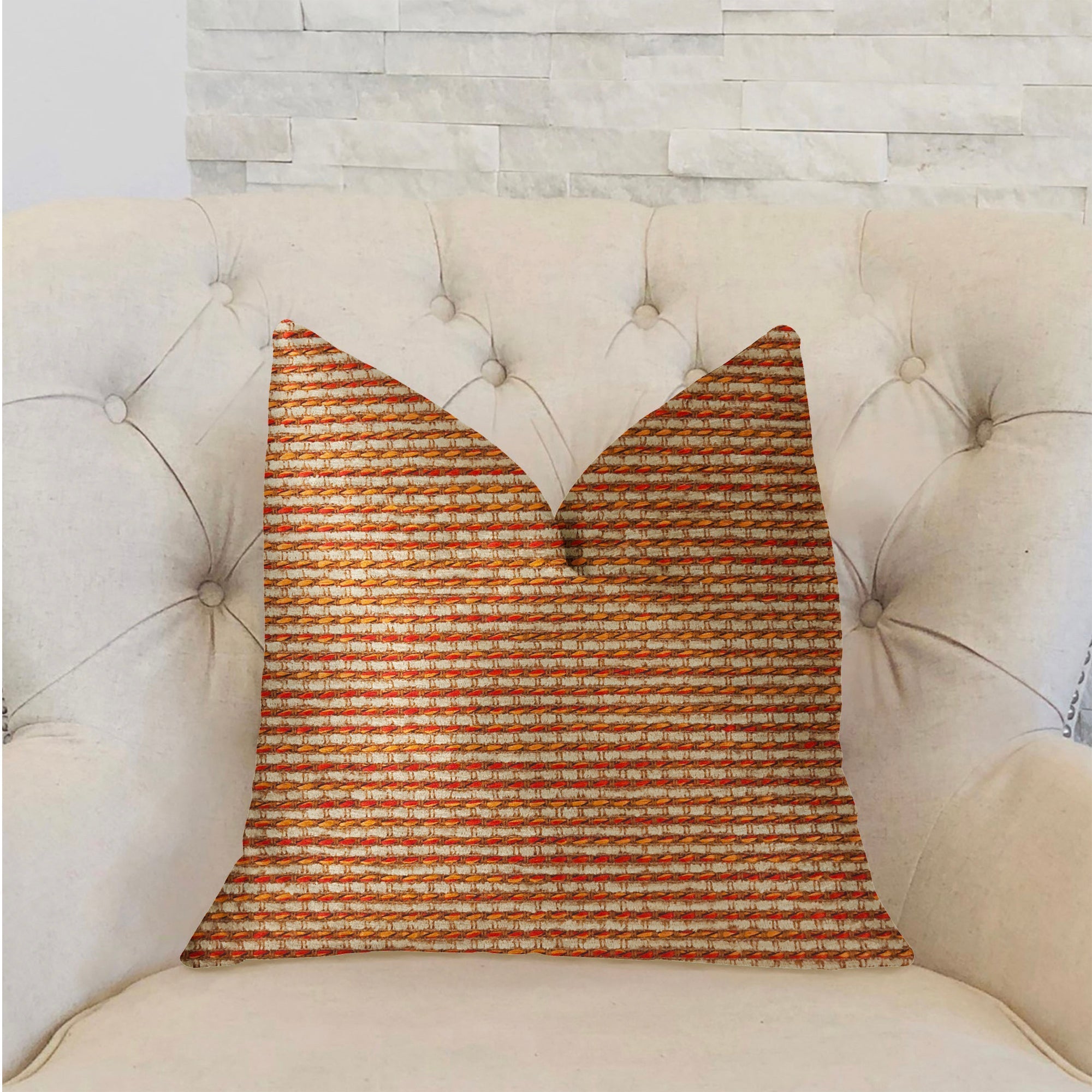 French Brick Orange and Beige Luxury Throw Pillow-1