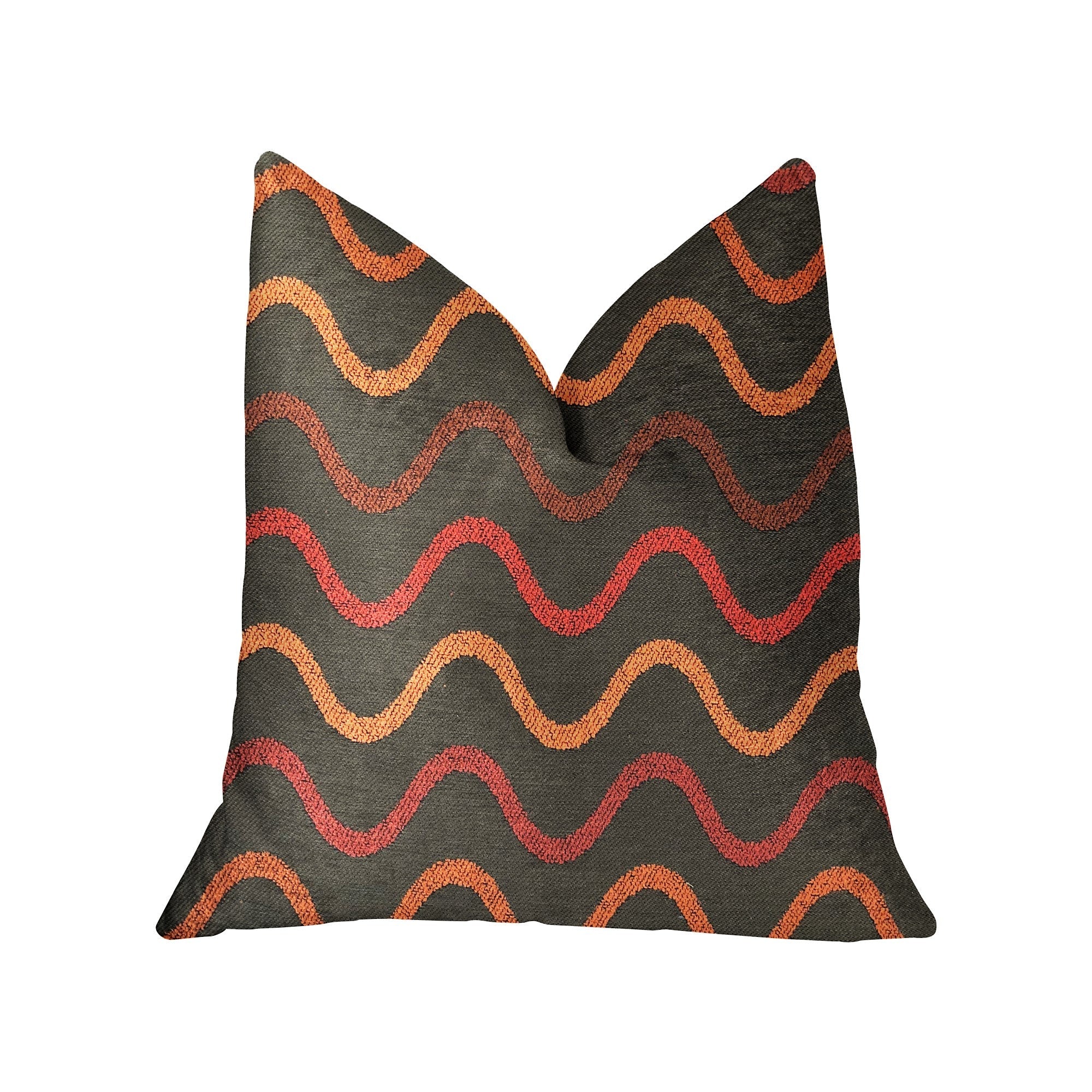 Serenity Flow Gray and Orange Luxury Throw Pillow-0