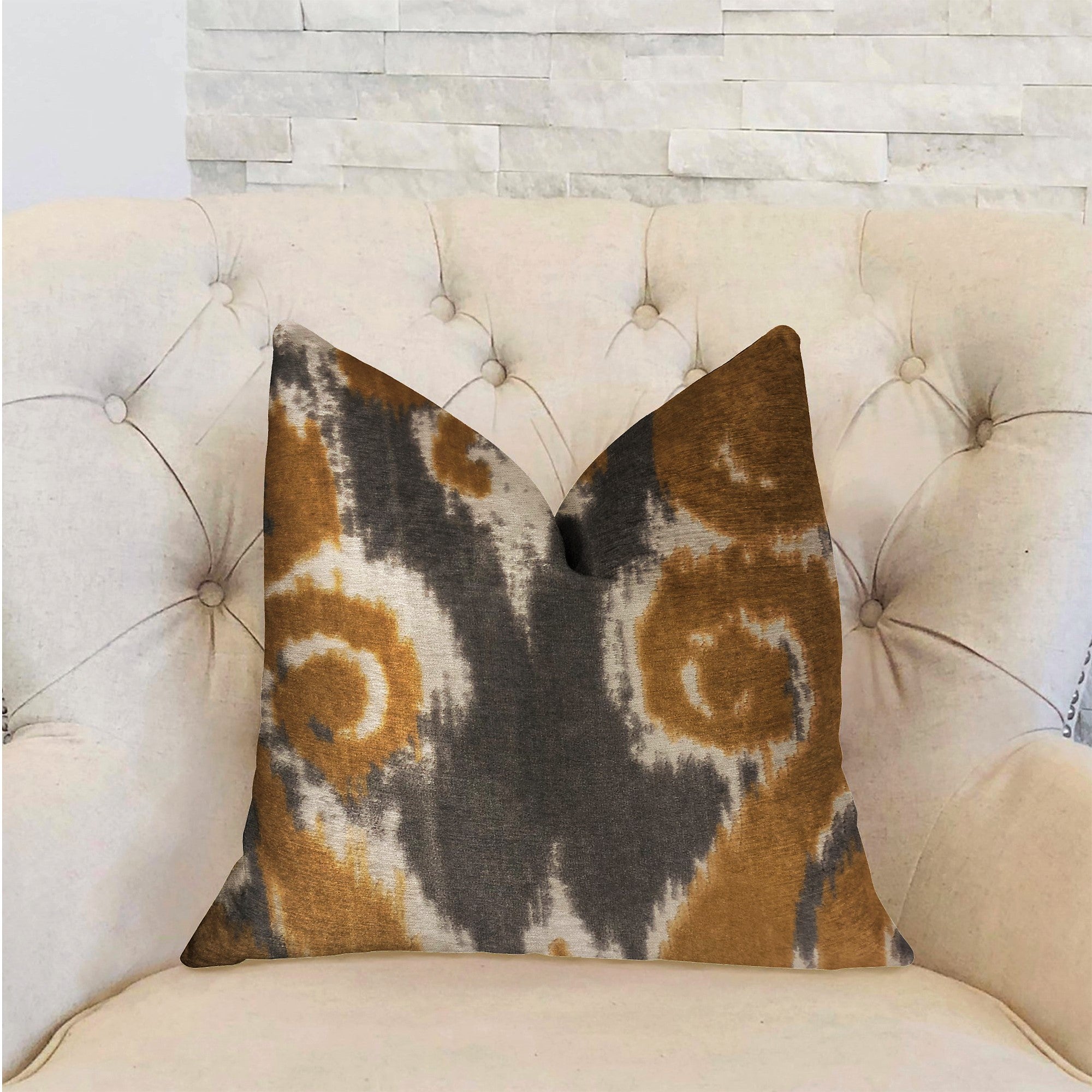 Euphoria Plush Gold Luxury Throw Pillow-1