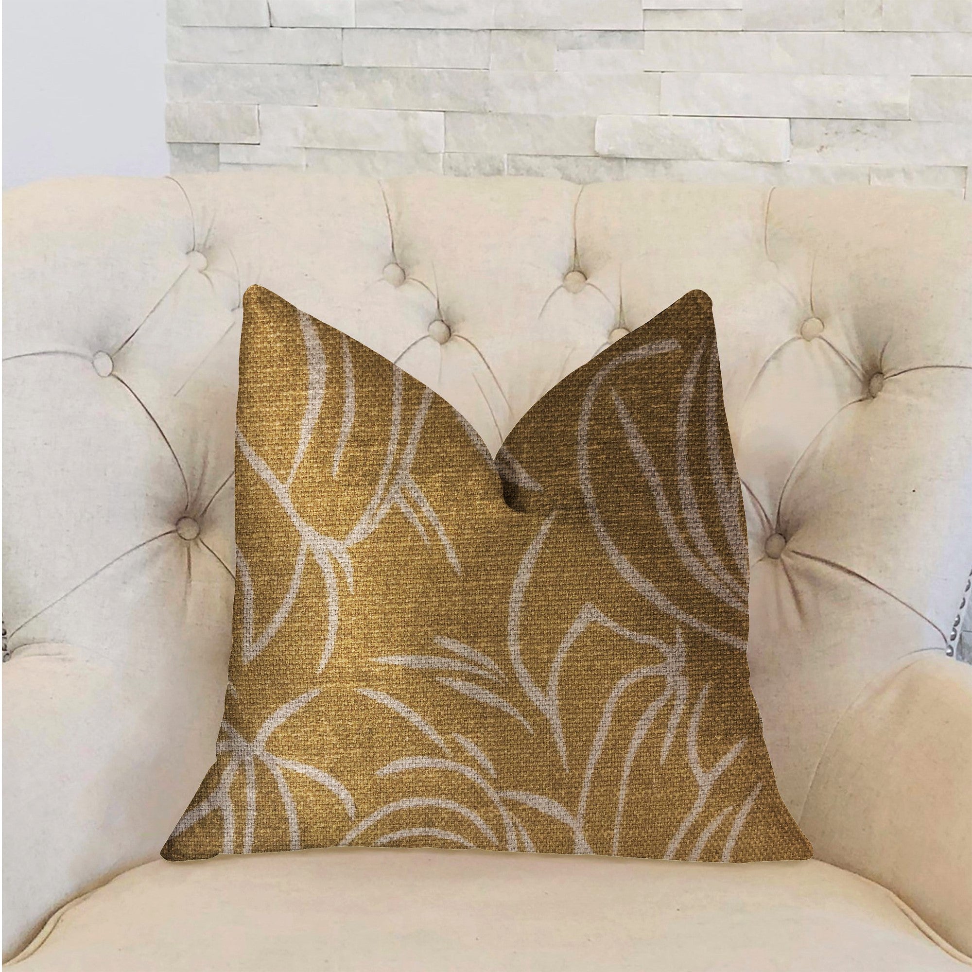 Mira Mirage Gold Luxury Throw Pillow-1