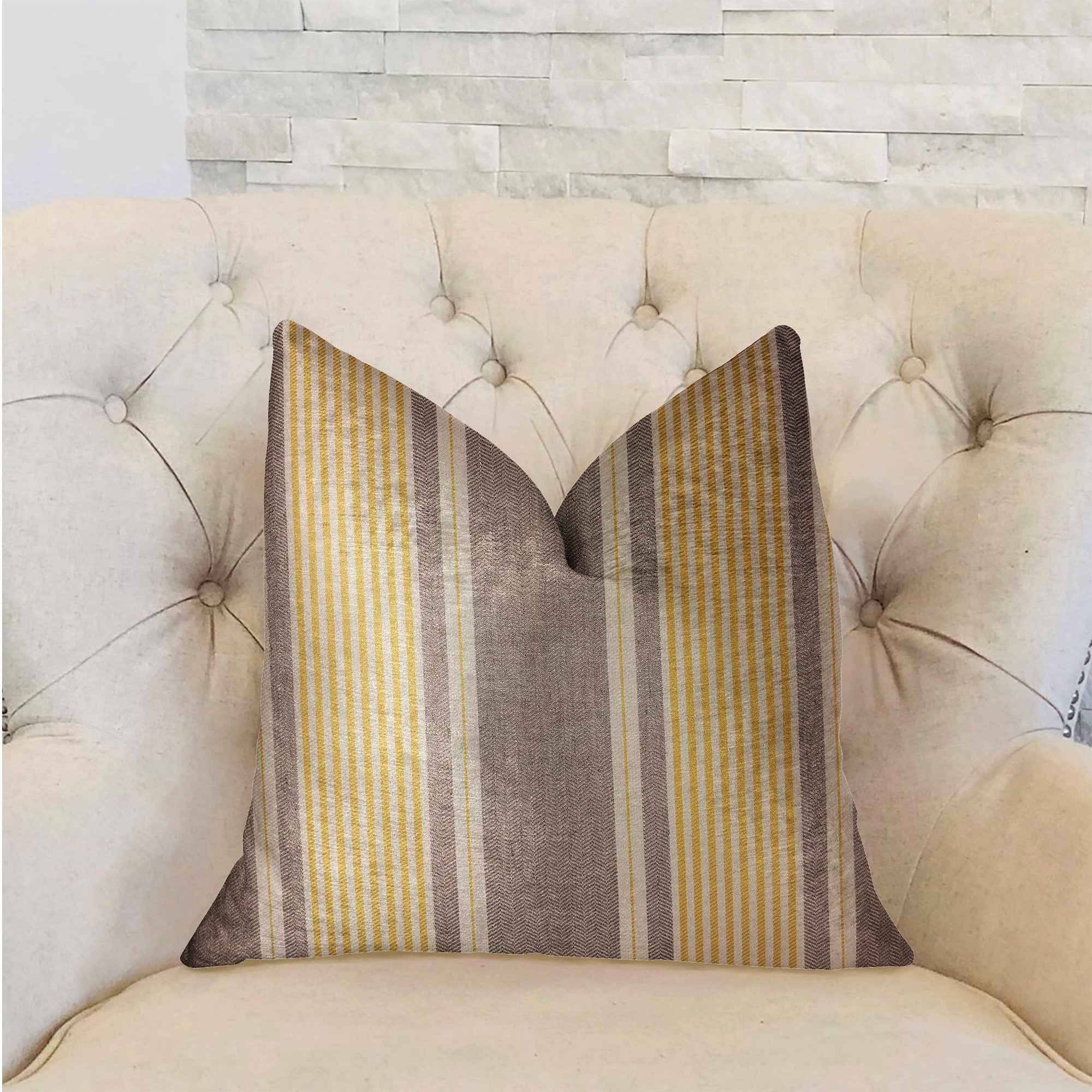 Graceful Bridge Yellow and Gray Luxury Throw Pillow-1